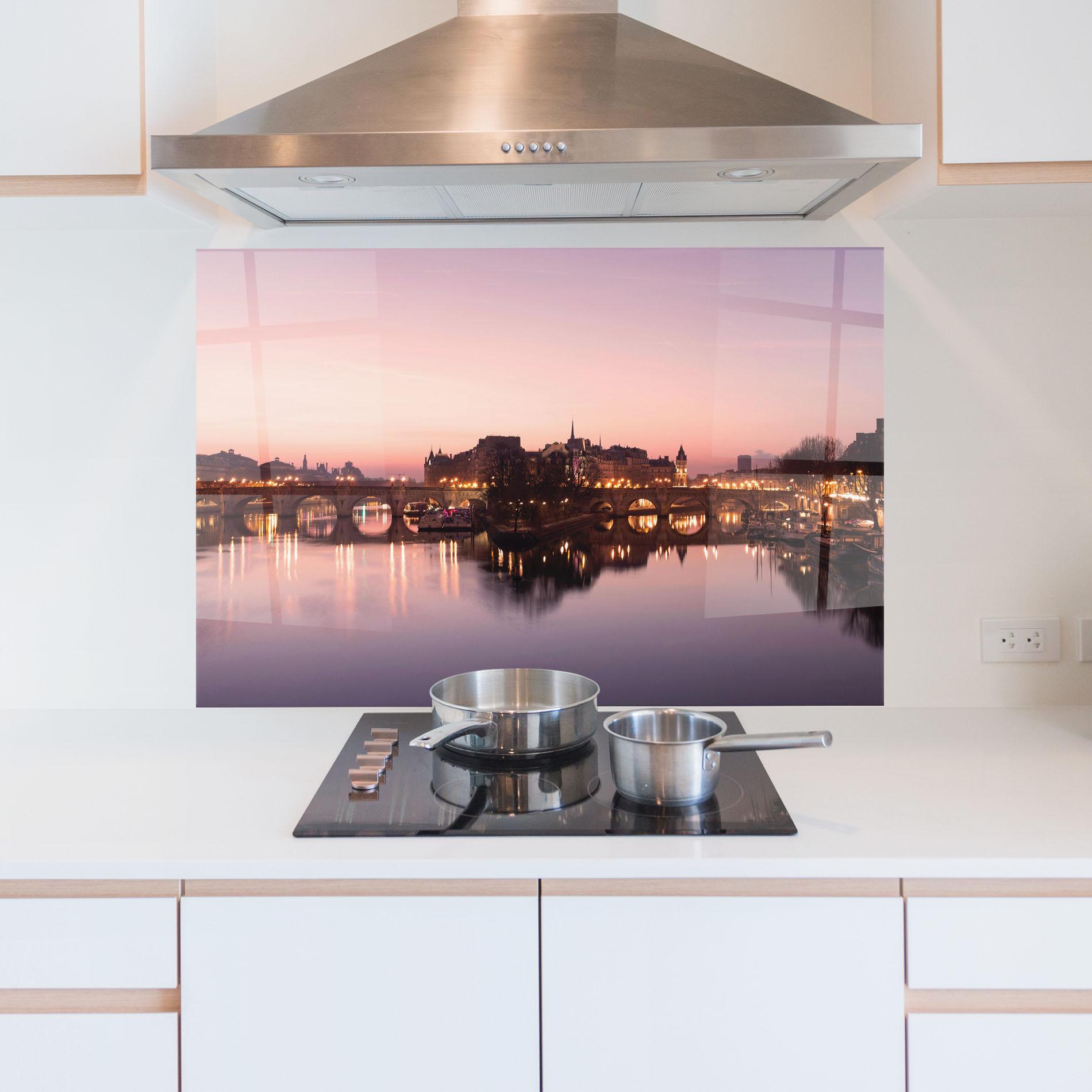 Küchenrückwand Glas Seine River mockup 5