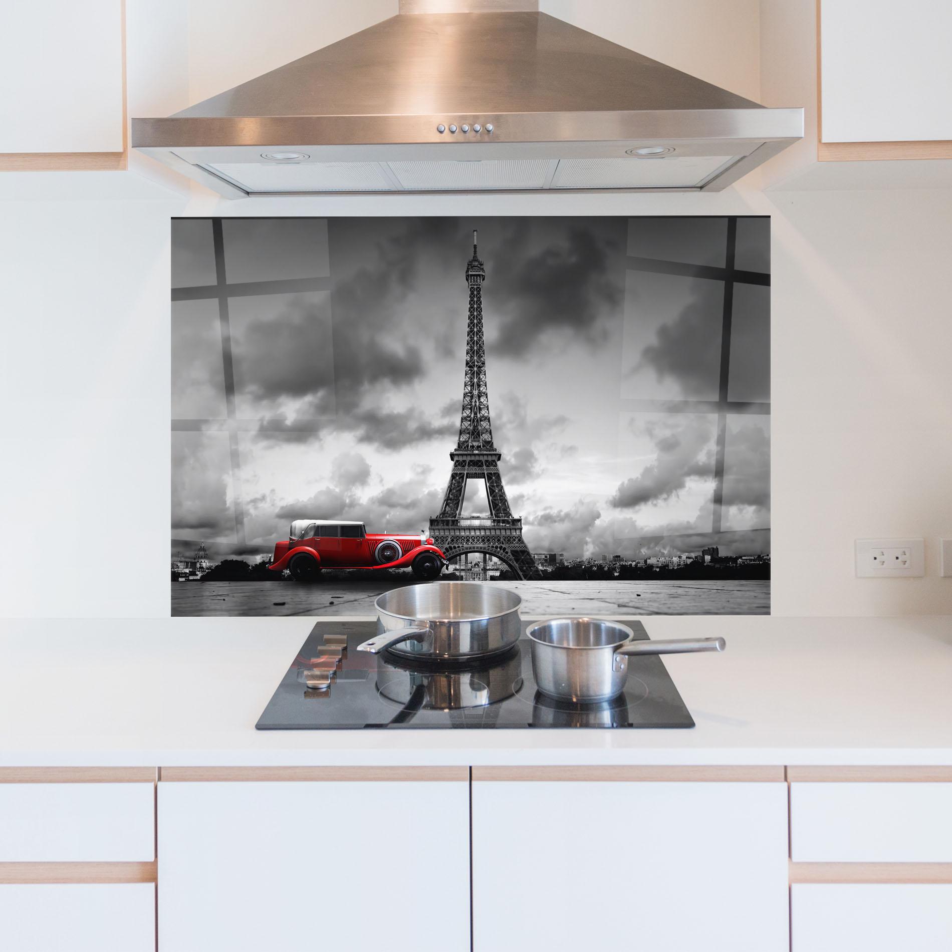 Küchenrückwand Glas Vintage Paris mockup 5