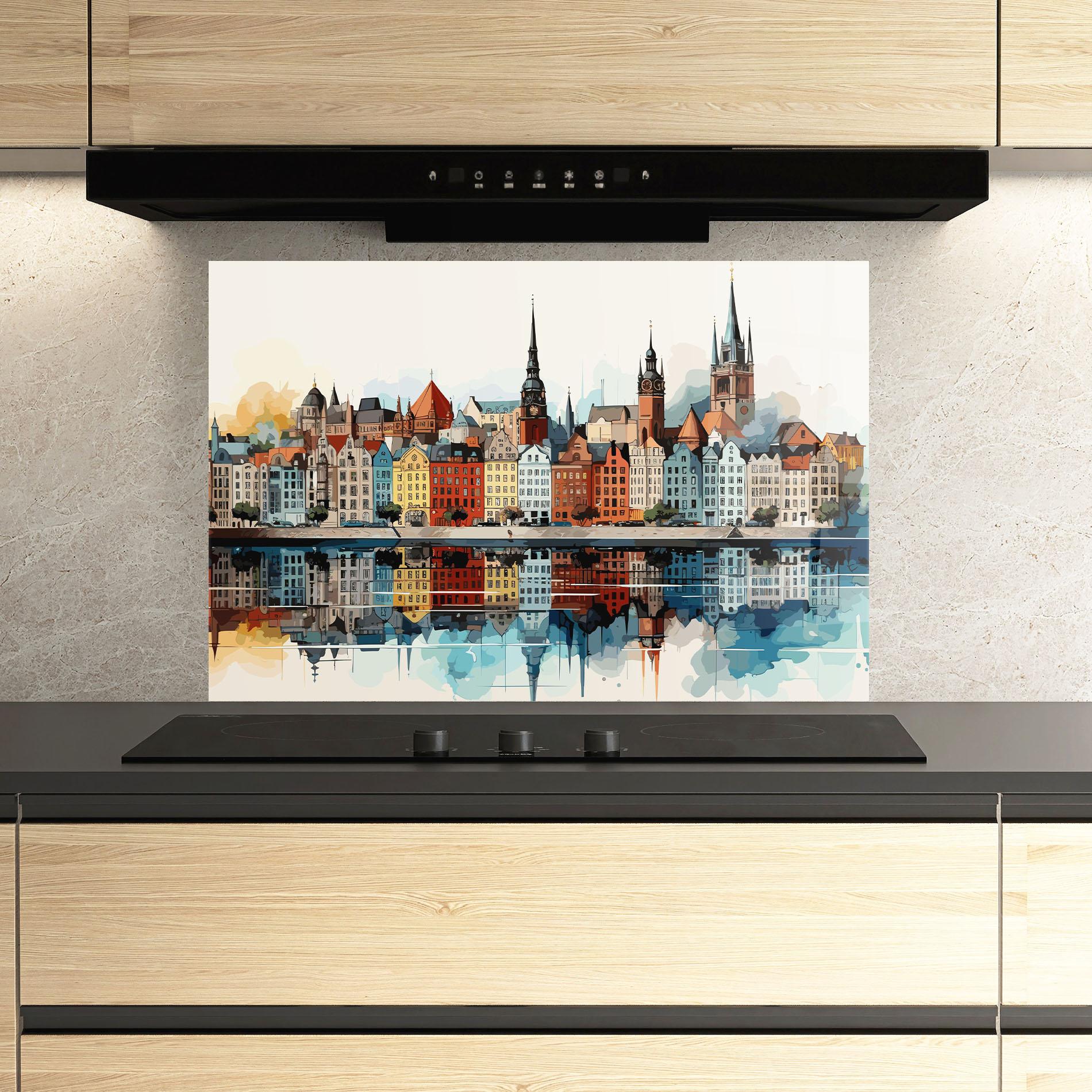 Küchenrückwand Glas German Buildings mockup 3