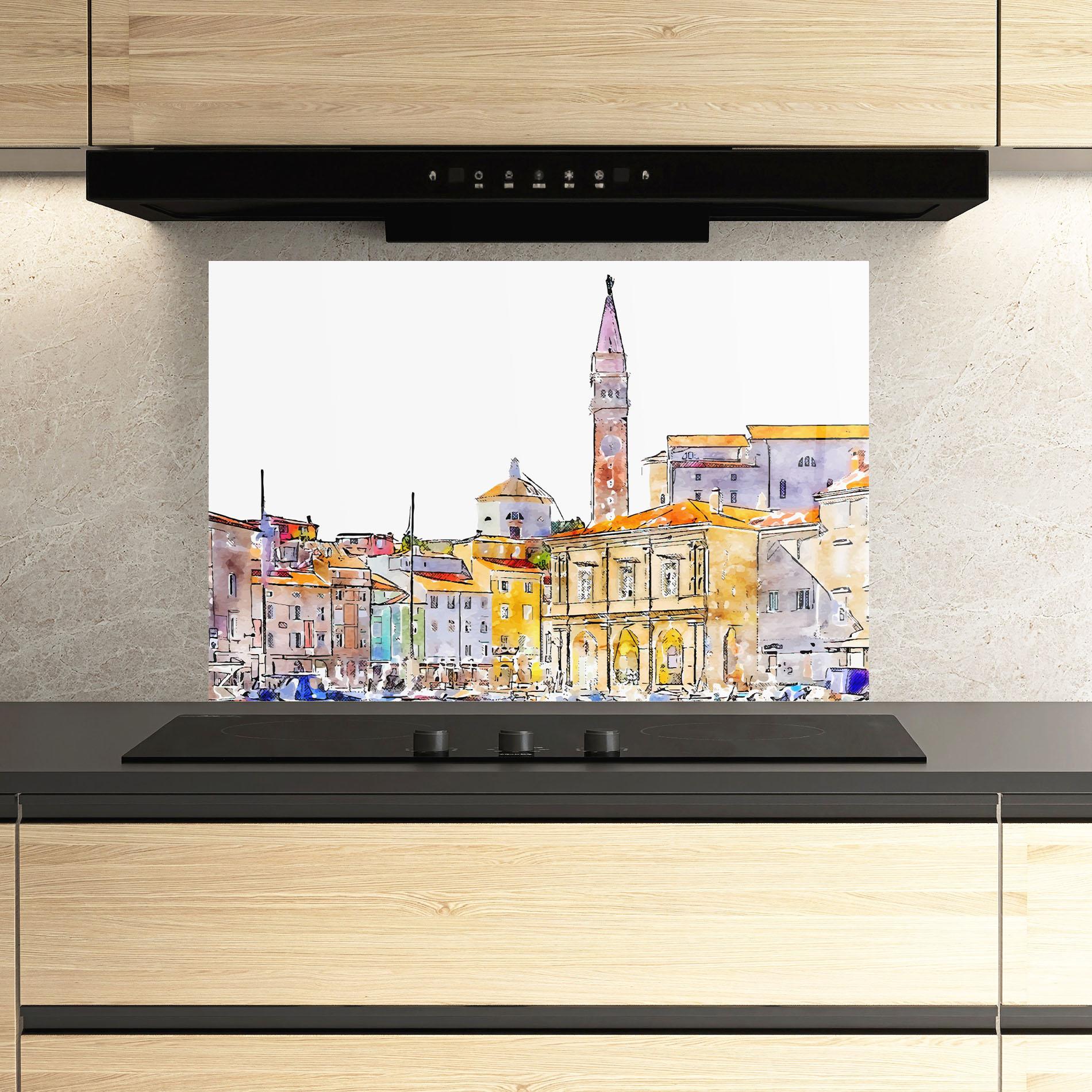 Küchenrückwand Glas Piran Slovenia mockup 3