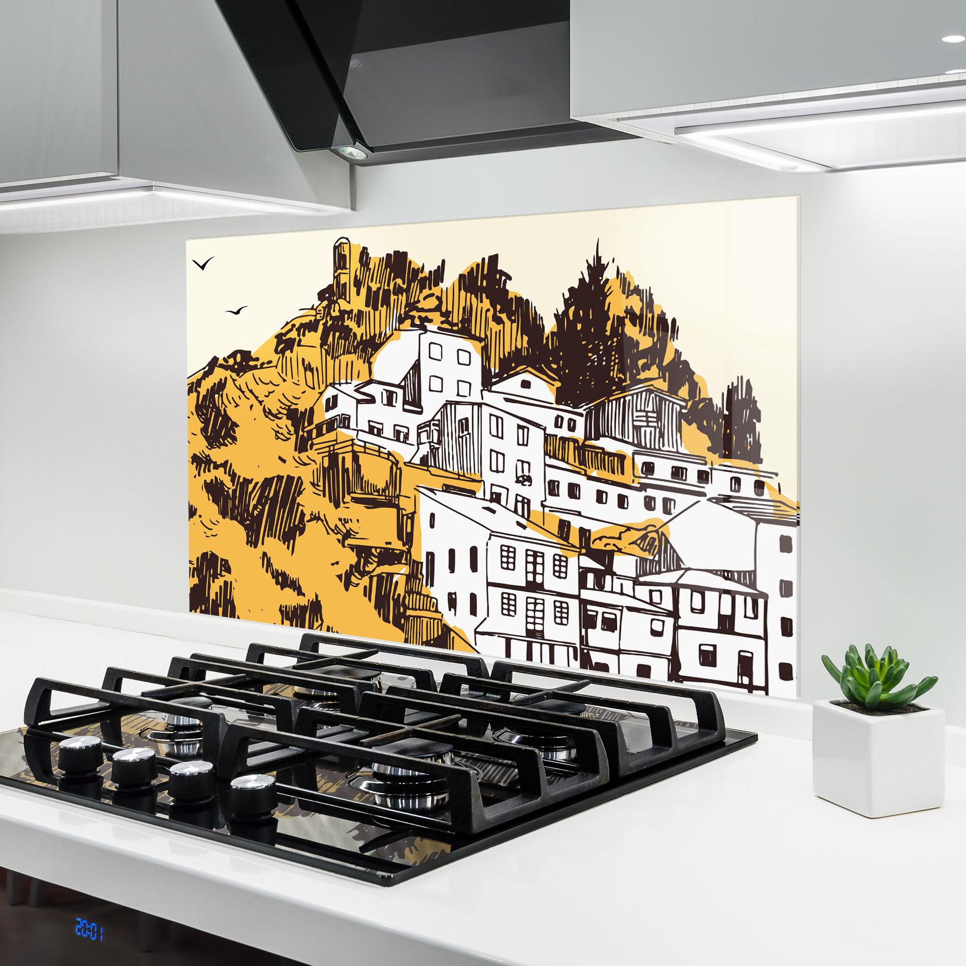 Küchenrückwand Glas Asturias City mockup 6