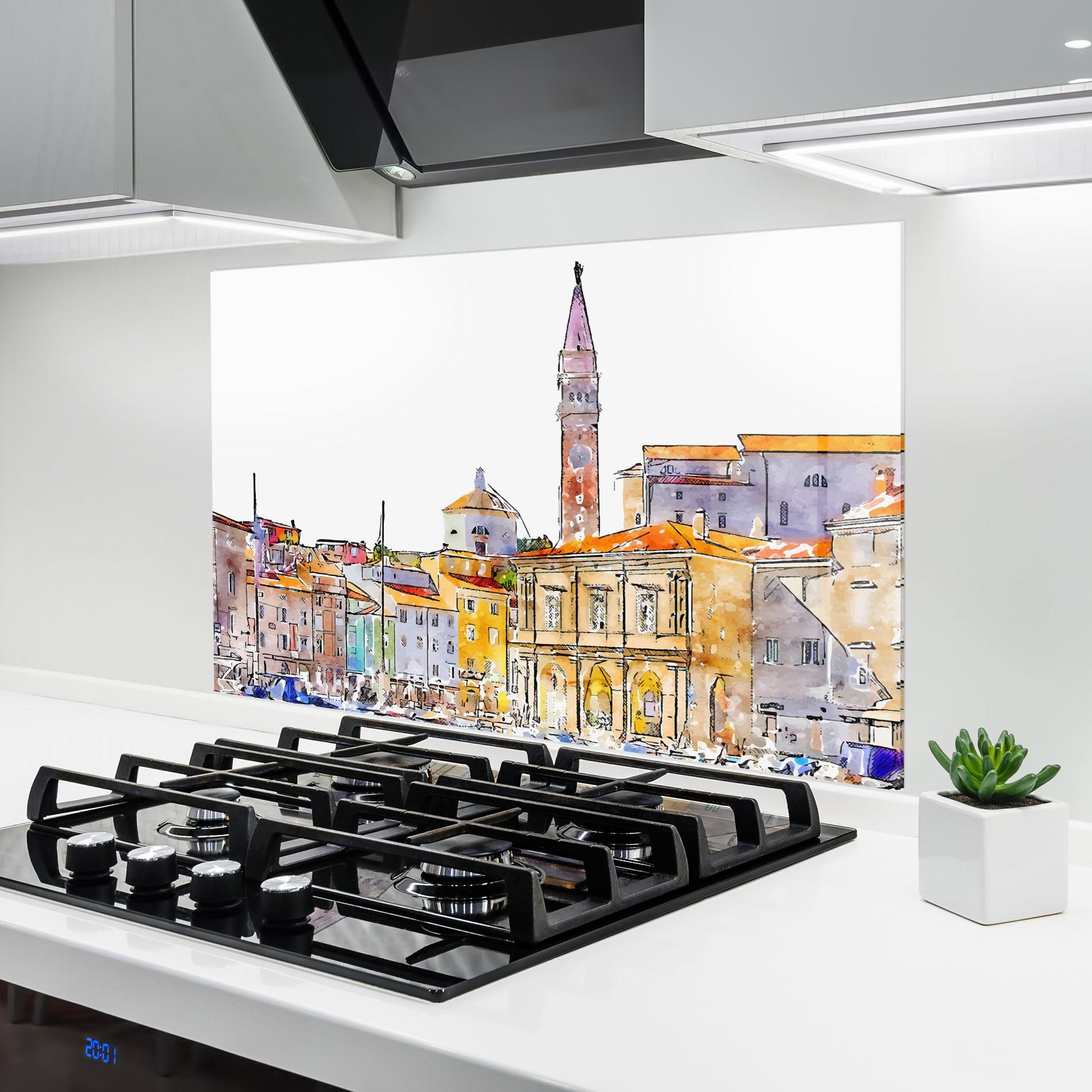 Küchenrückwand Glas Piran Slovenia mockup 6