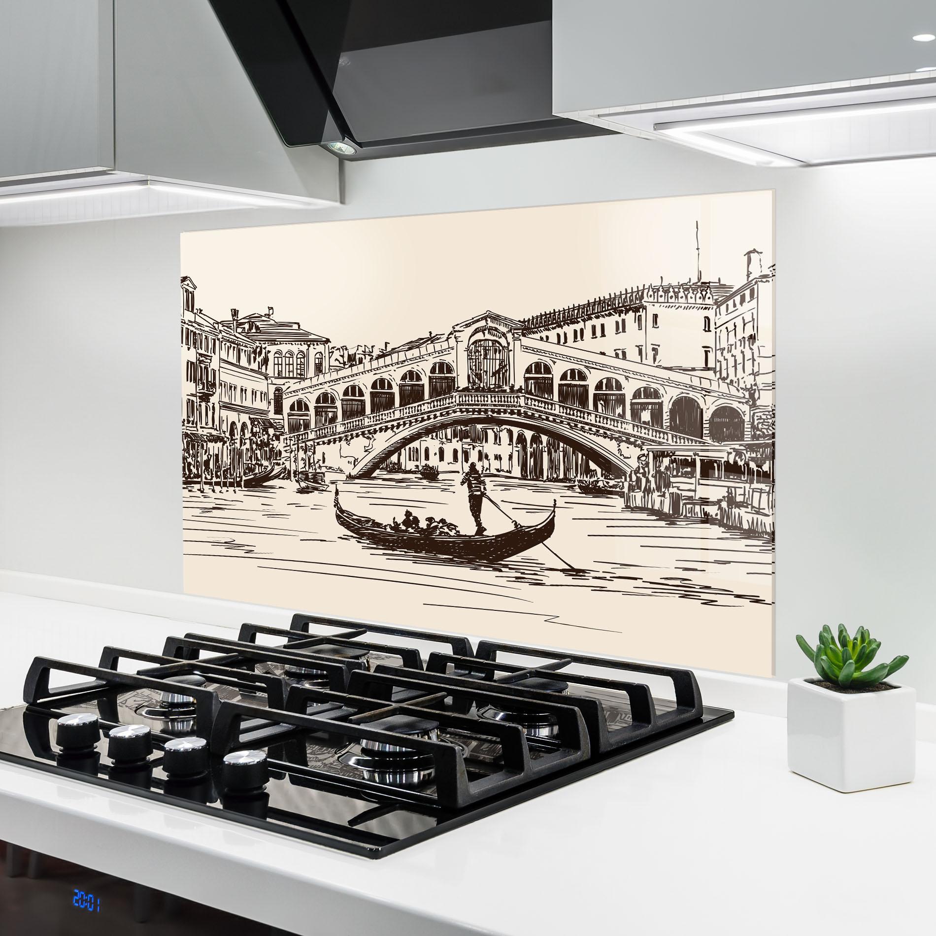 Küchenrückwand Glas Rialto Bridge mockup 6