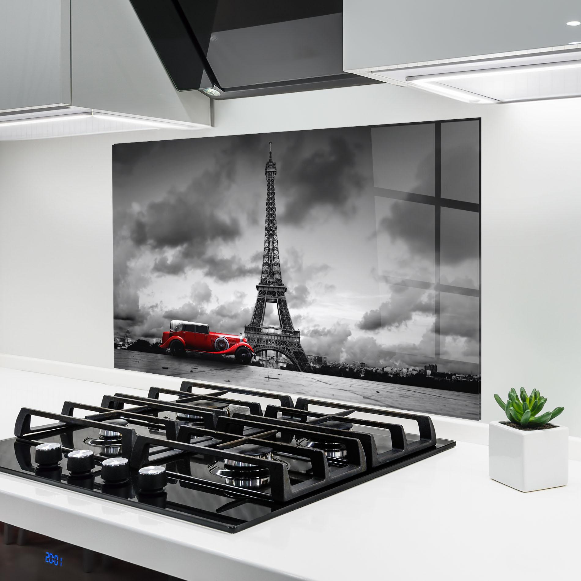 Küchenrückwand Glas Vintage Paris mockup 6