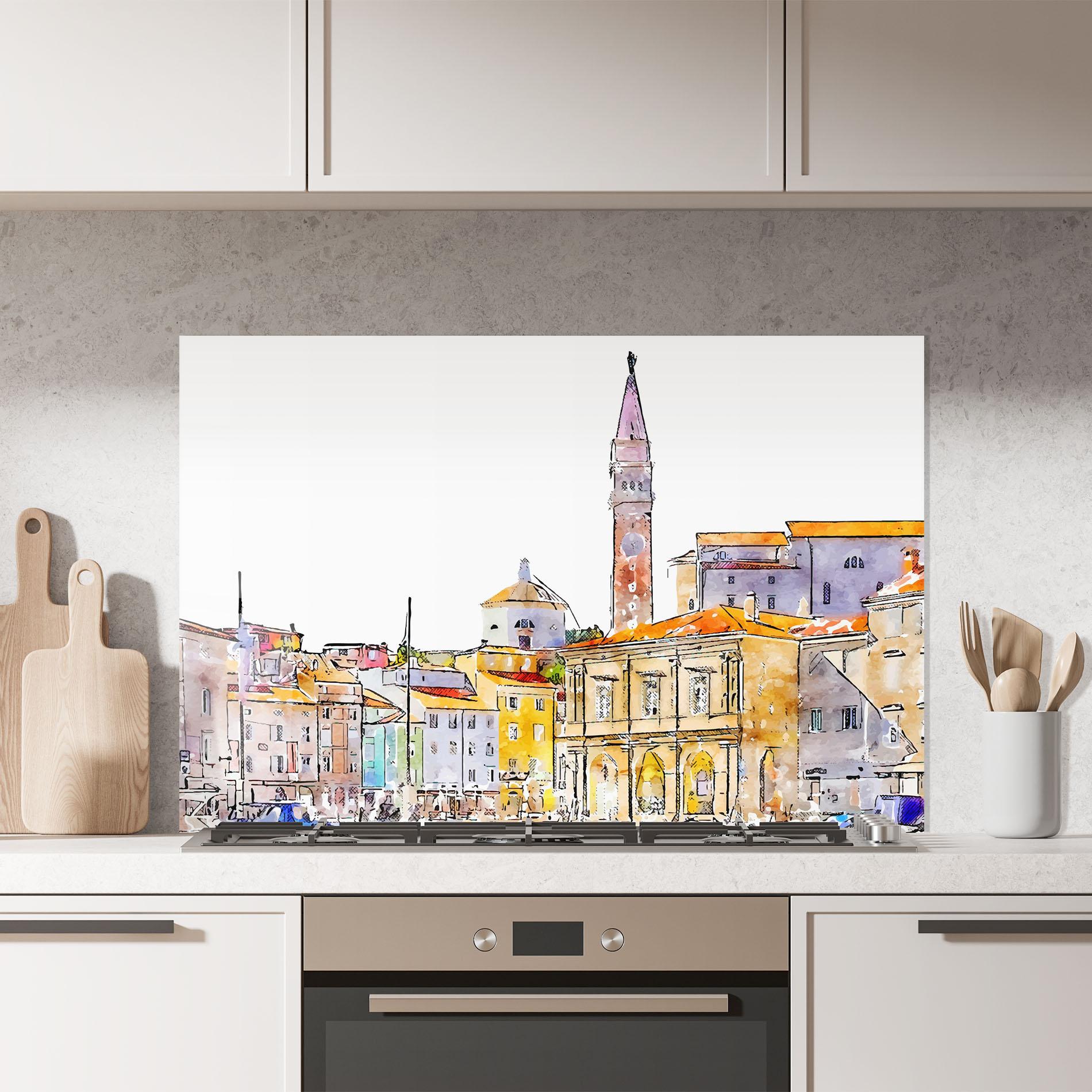 Küchenrückwand Glas Piran Slovenia mockup 7