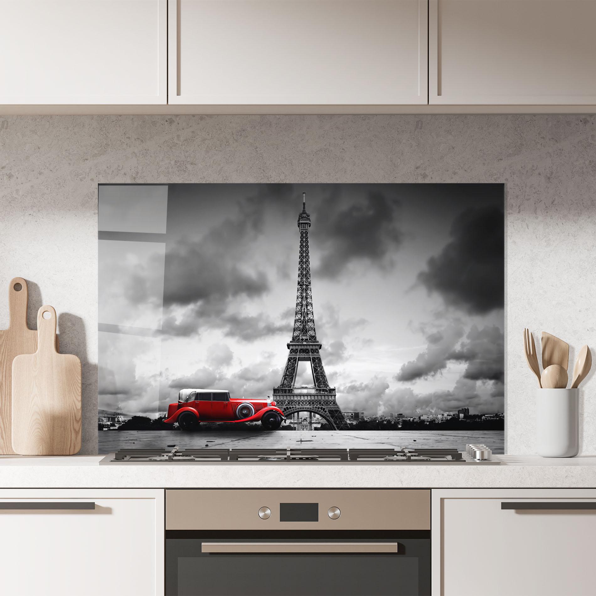 Küchenrückwand Glas Vintage Paris mockup 7
