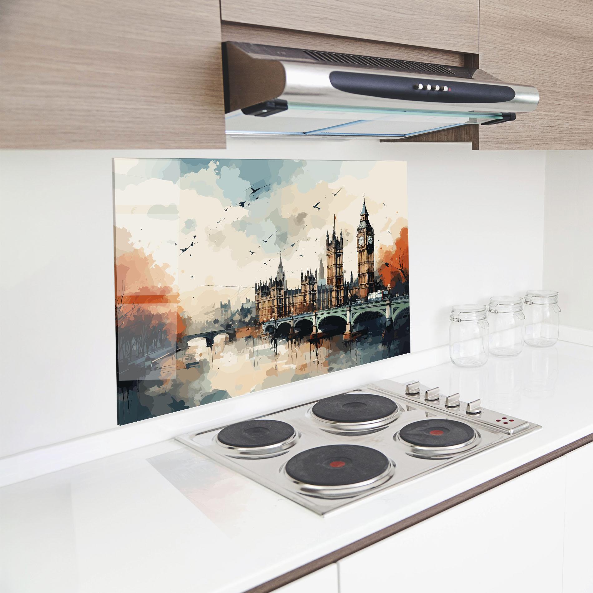 Küchenrückwand Glas England Art mockup 8