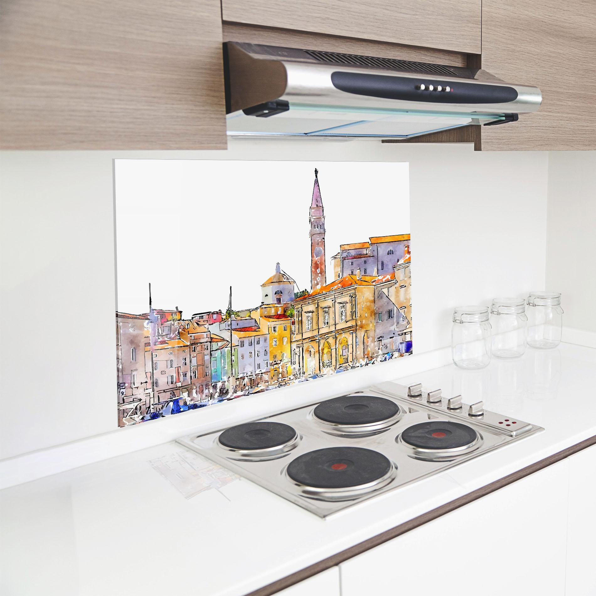 Küchenrückwand Glas Piran Slovenia mockup 8