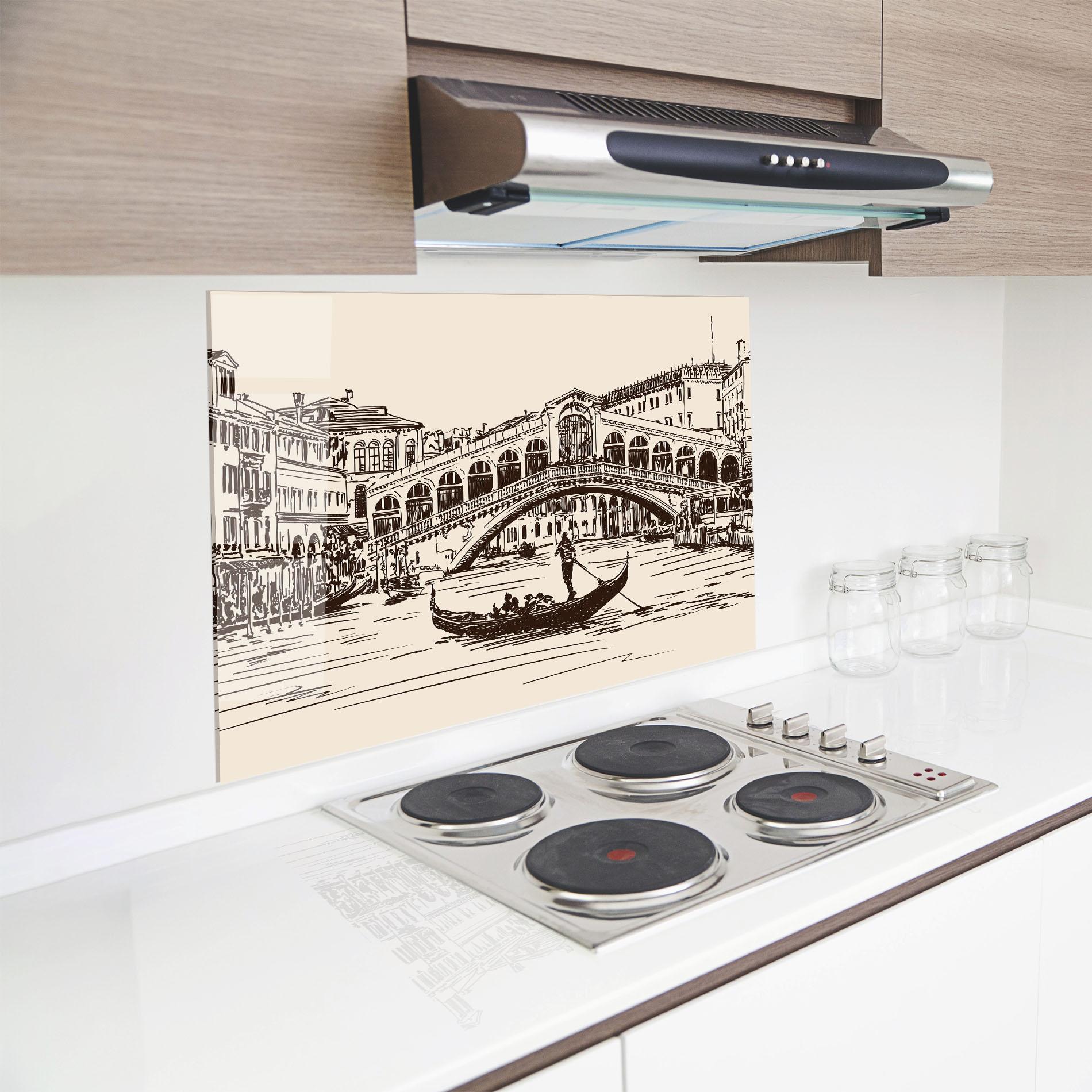 Küchenrückwand Glas Rialto Bridge mockup 8