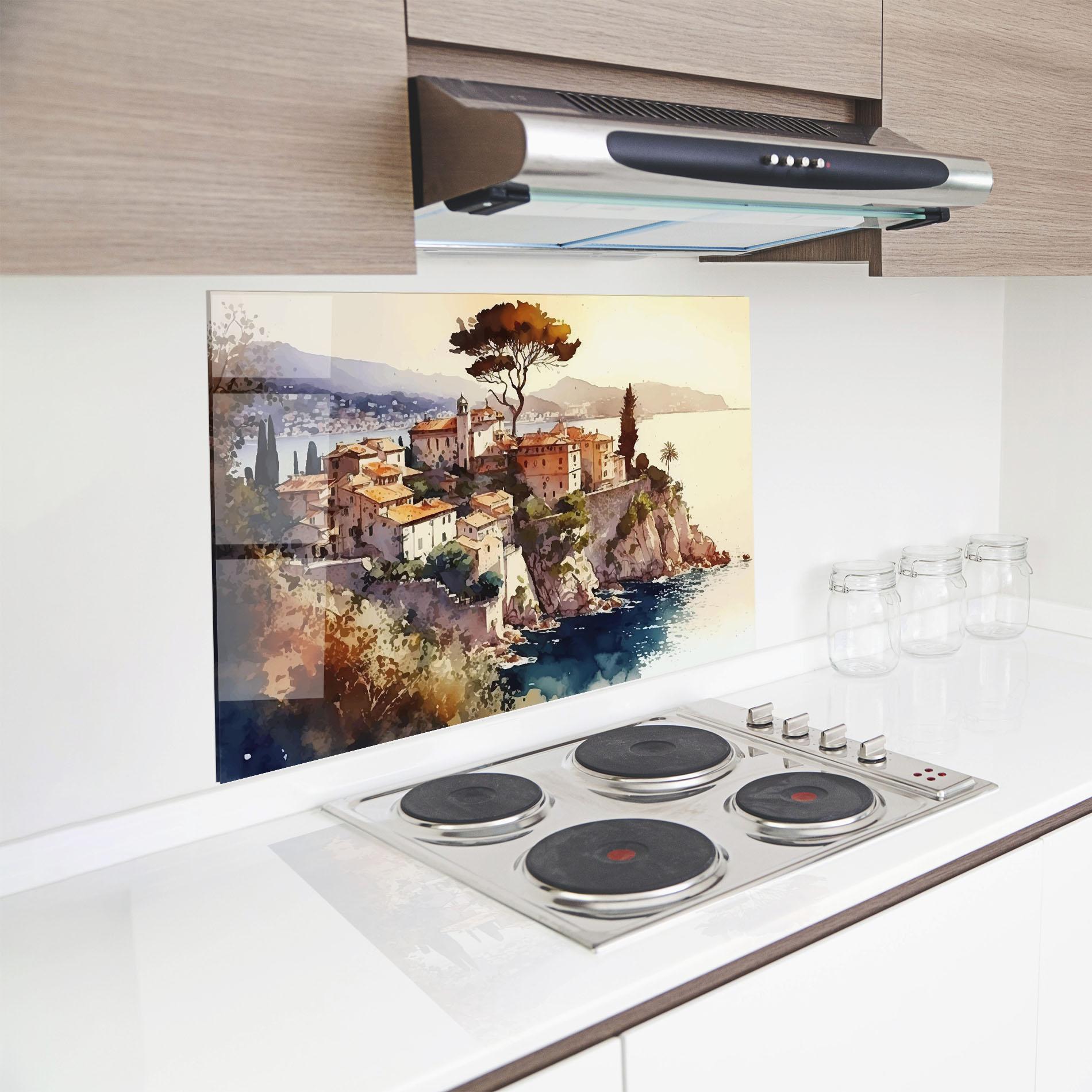 Küchenrückwand Glas Stunning View Painting mockup 8