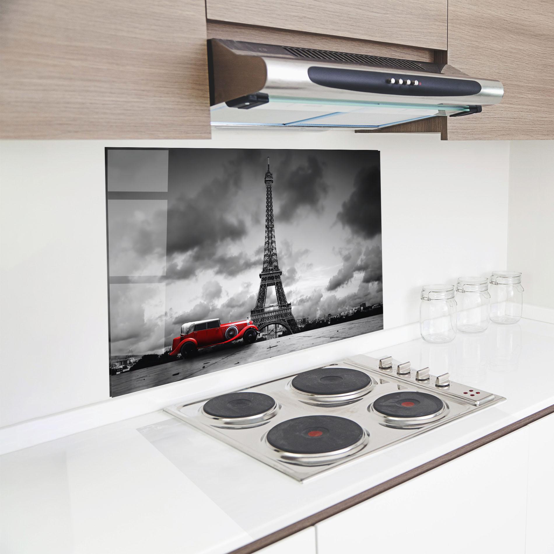 Küchenrückwand Glas Vintage Paris mockup 8