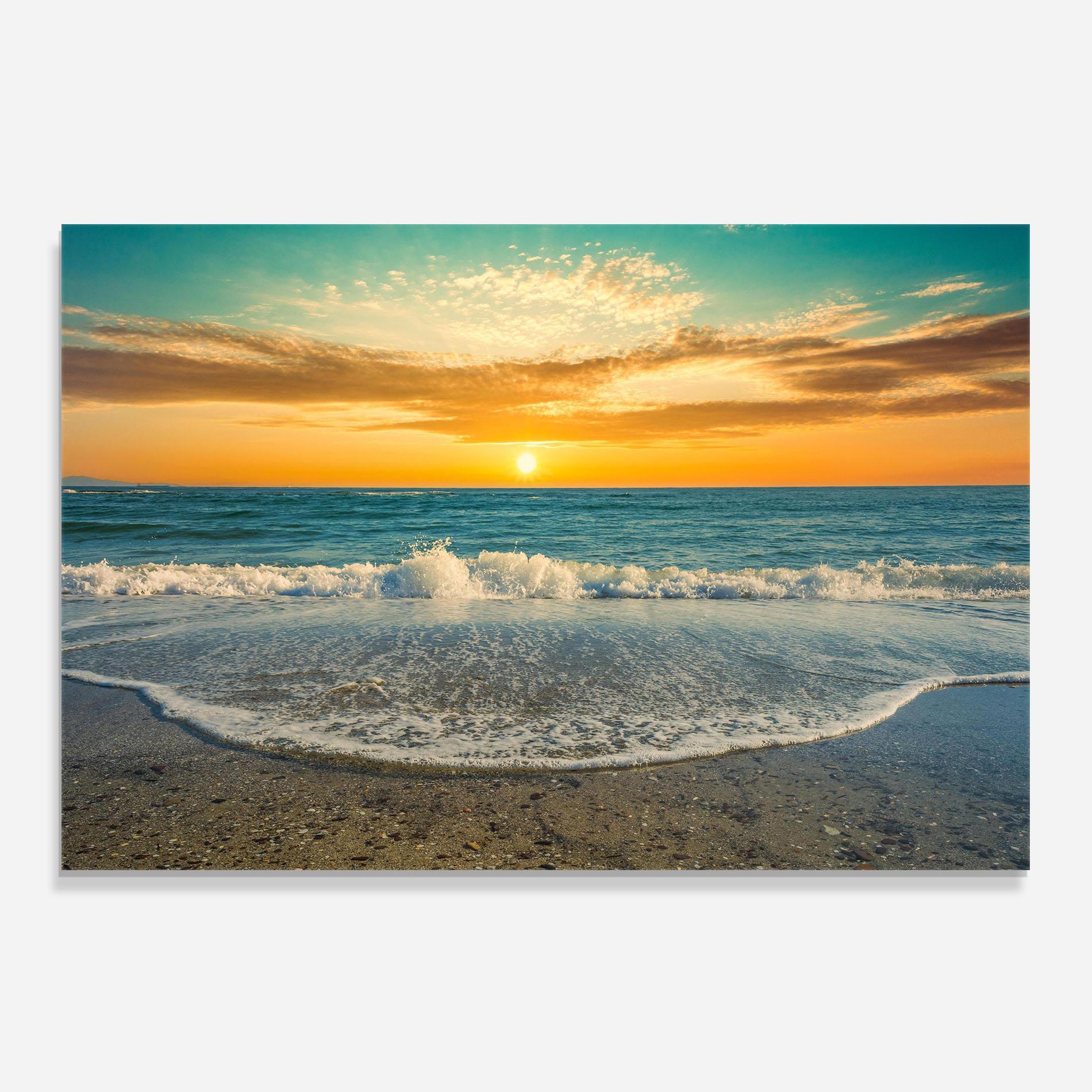 Küchenrückwand Glas Beach Dramatic Sunset mockup 0