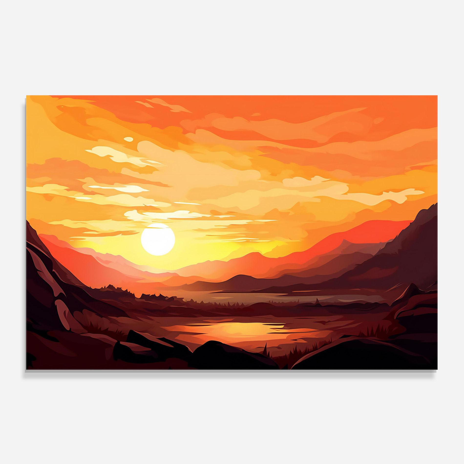 Küchenrückwand Glas Beautiful Sunset Illustration mockup 0
