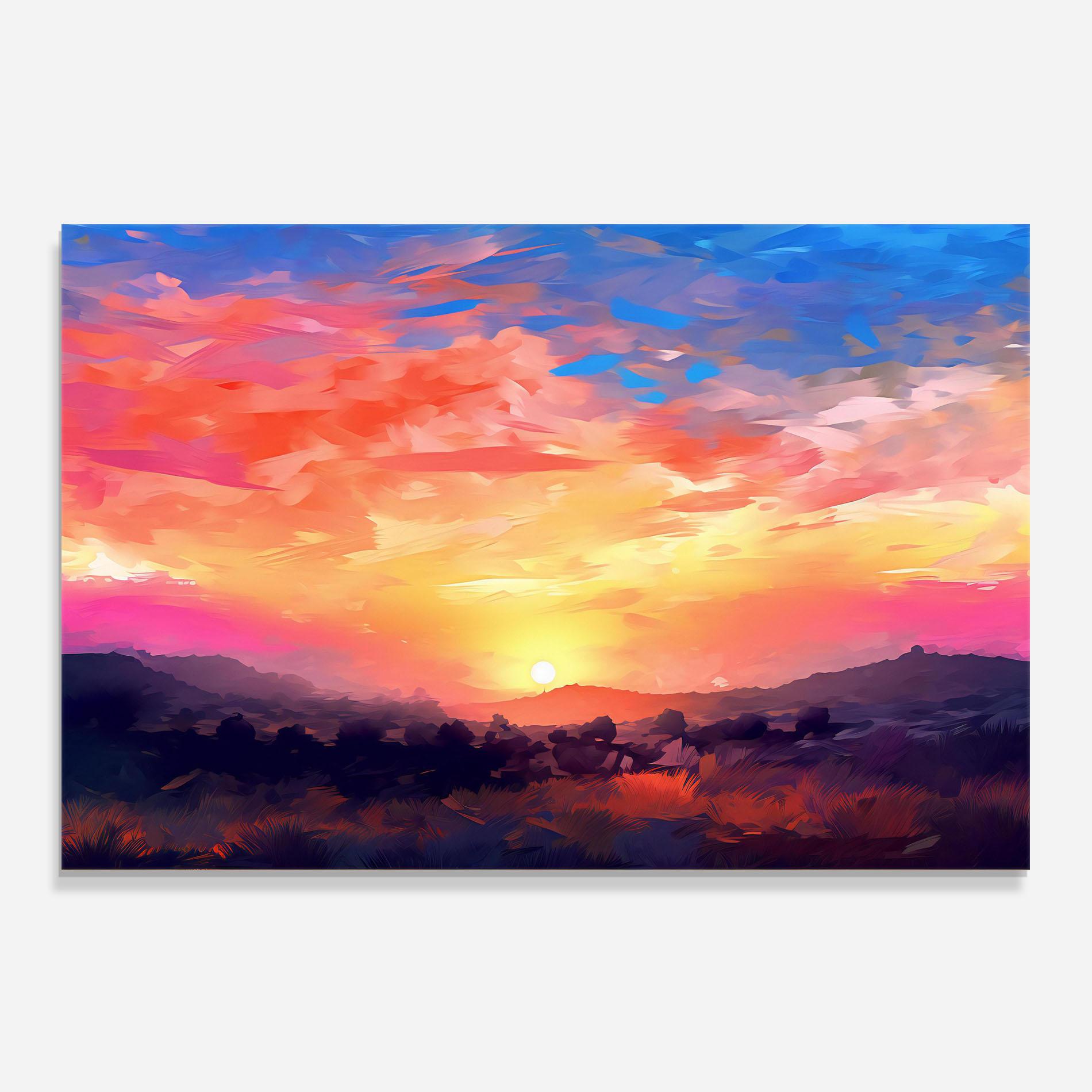 Küchenrückwand Glas Colorful Sunset Mountains mockup 0