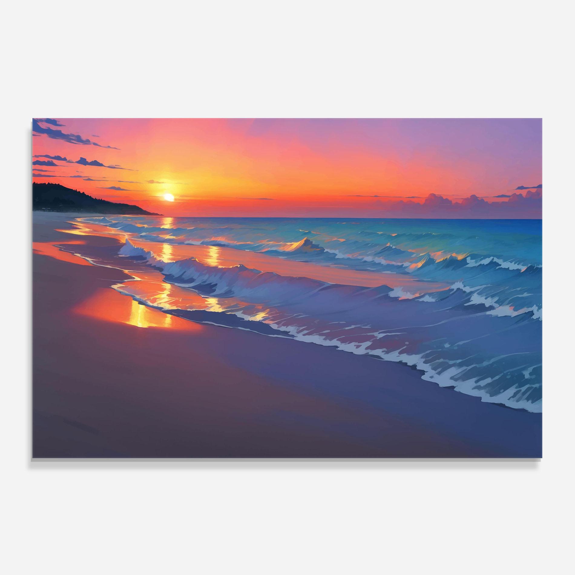 Küchenrückwand Glas Dreamy Beach Sunset mockup 0