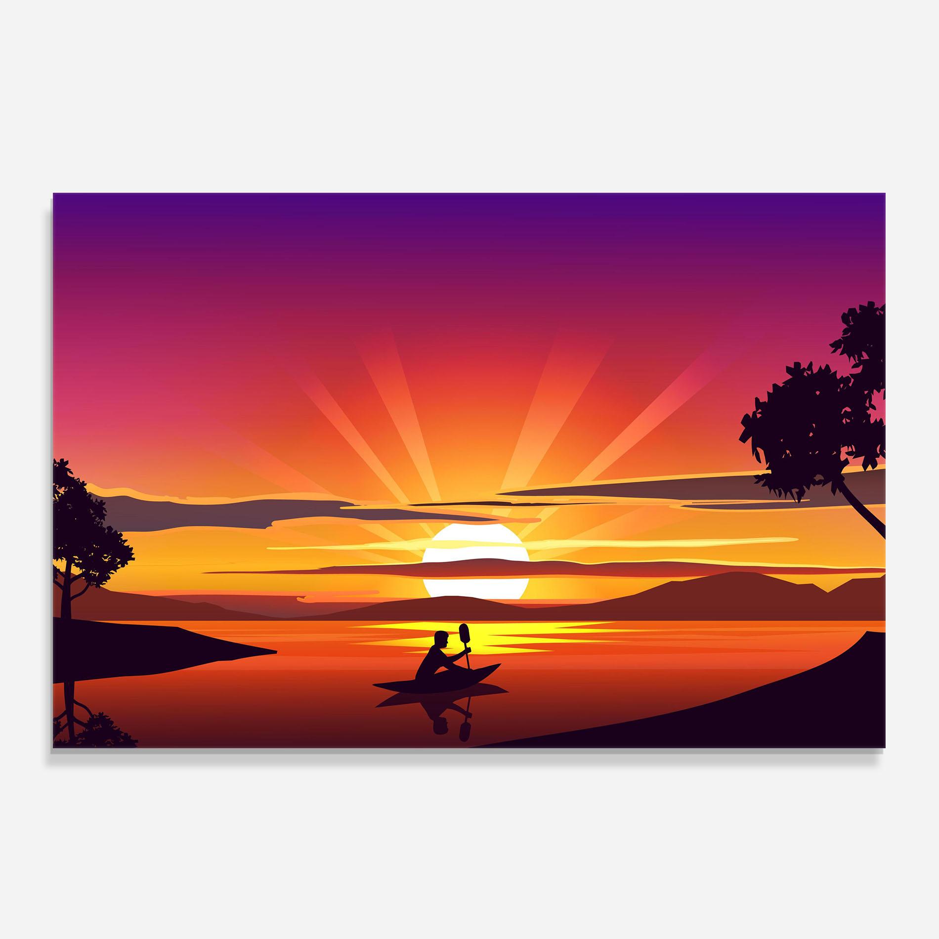 Küchenrückwand Glas Lake Camp Sunrise mockup 0