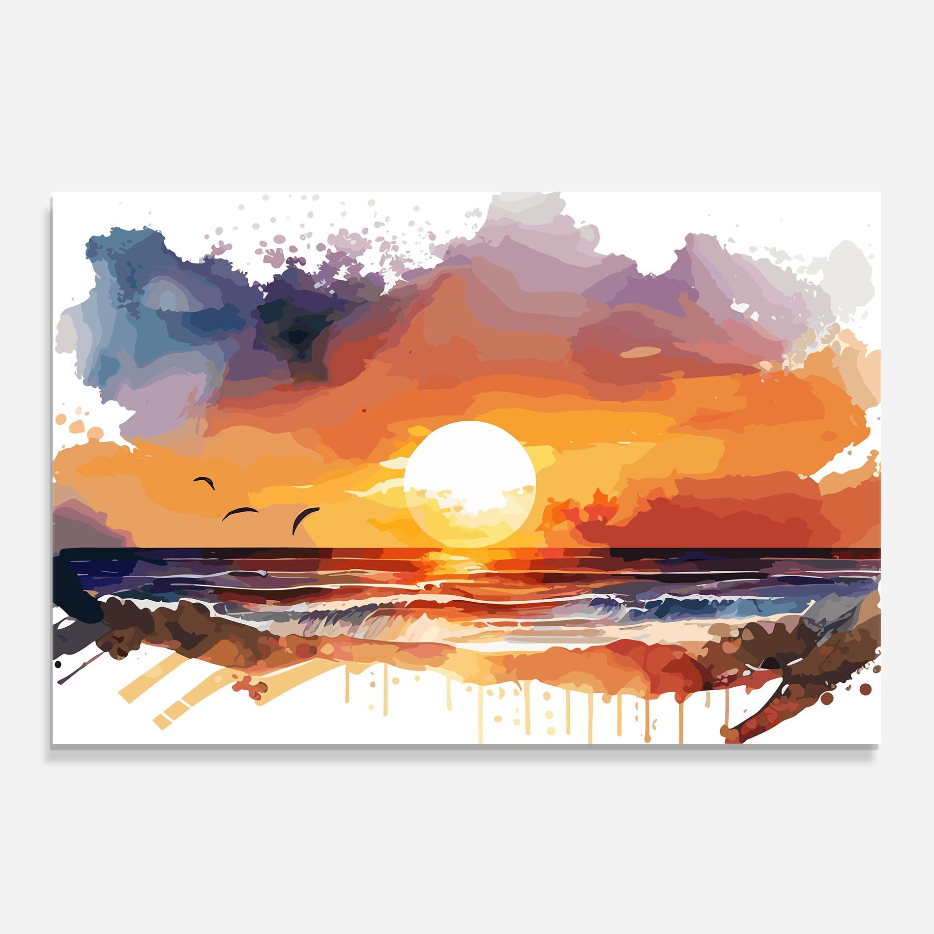 Küchenrückwand Glas Sunset Art mockup 0