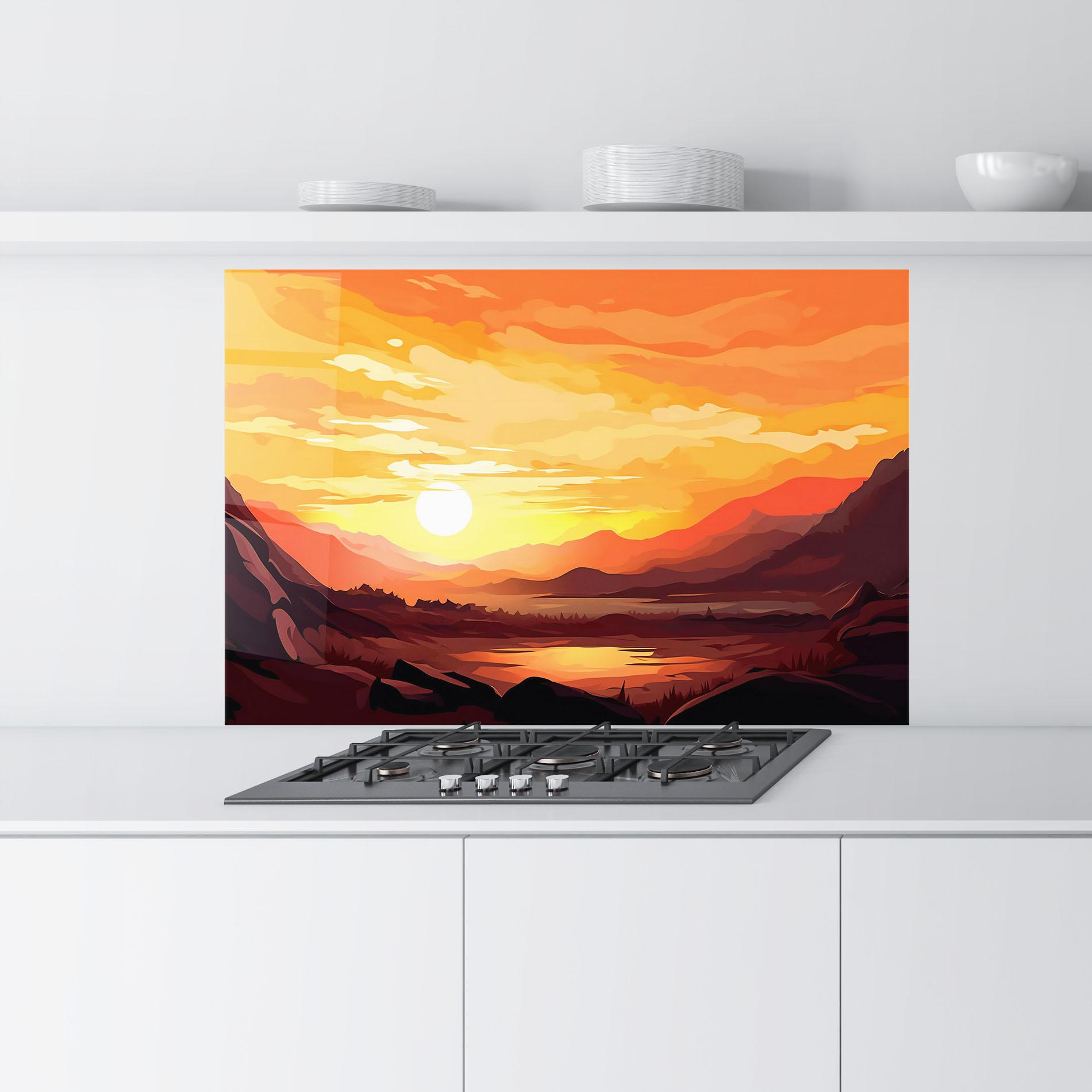 Küchenrückwand Glas Beautiful Sunset Illustration mockup 9