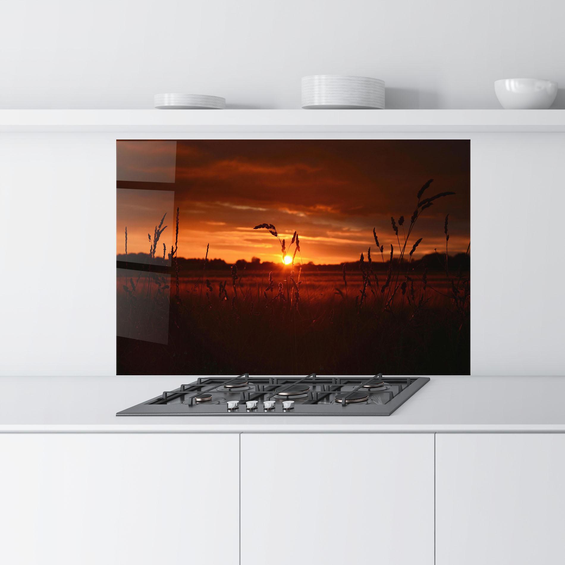 Küchenrückwand Glas Field Shilouette mockup 9