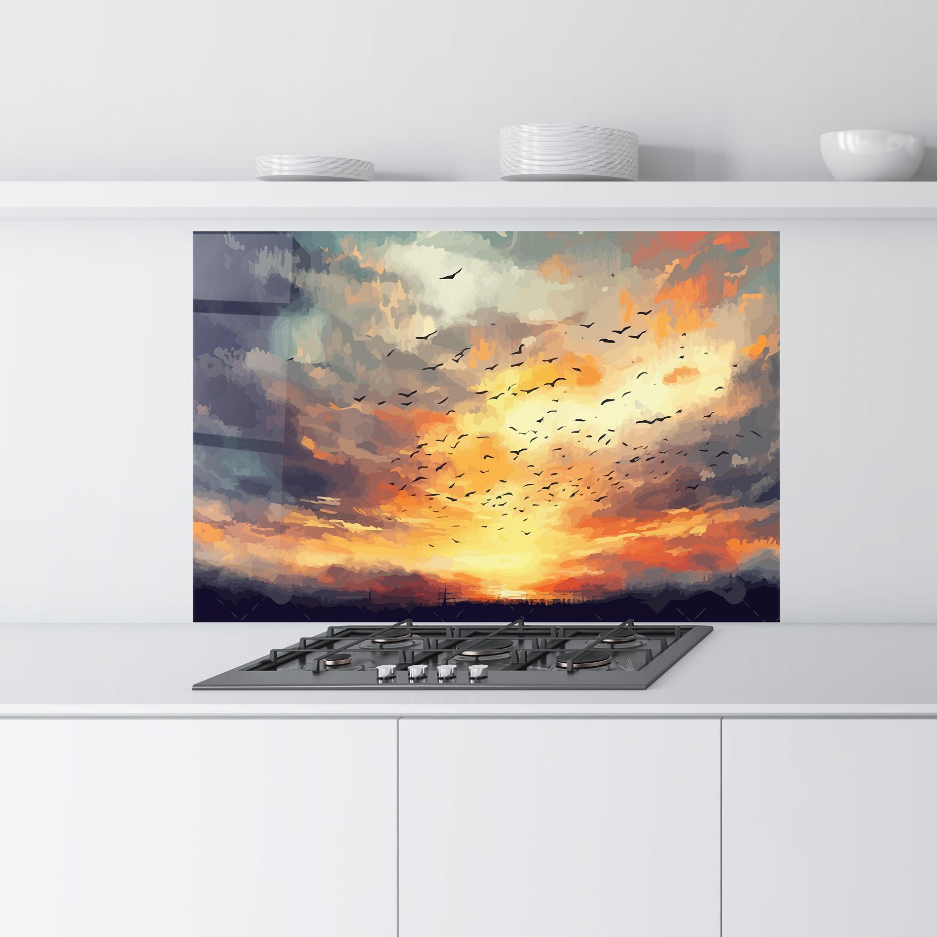 Küchenrückwand Glas Majestic Sunset mockup 9