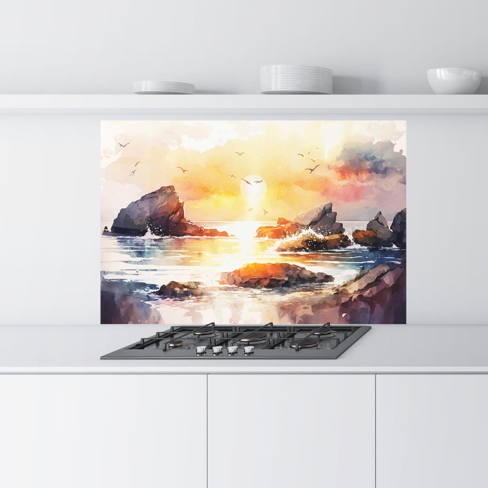 Küchenrückwand Glas Pretty Pastel Sunset mockup 9