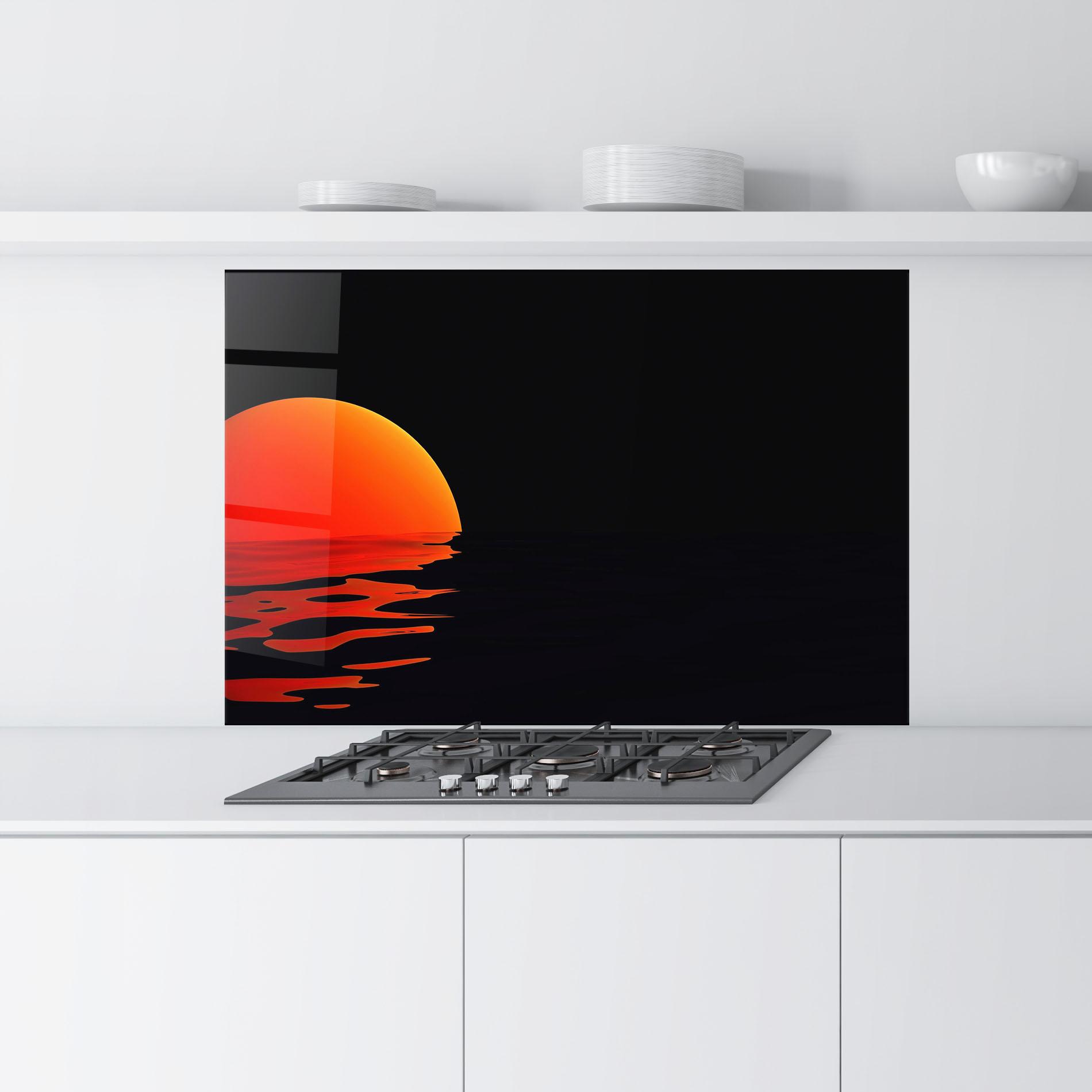 Küchenrückwand Glas Red Evening Sunset mockup 9