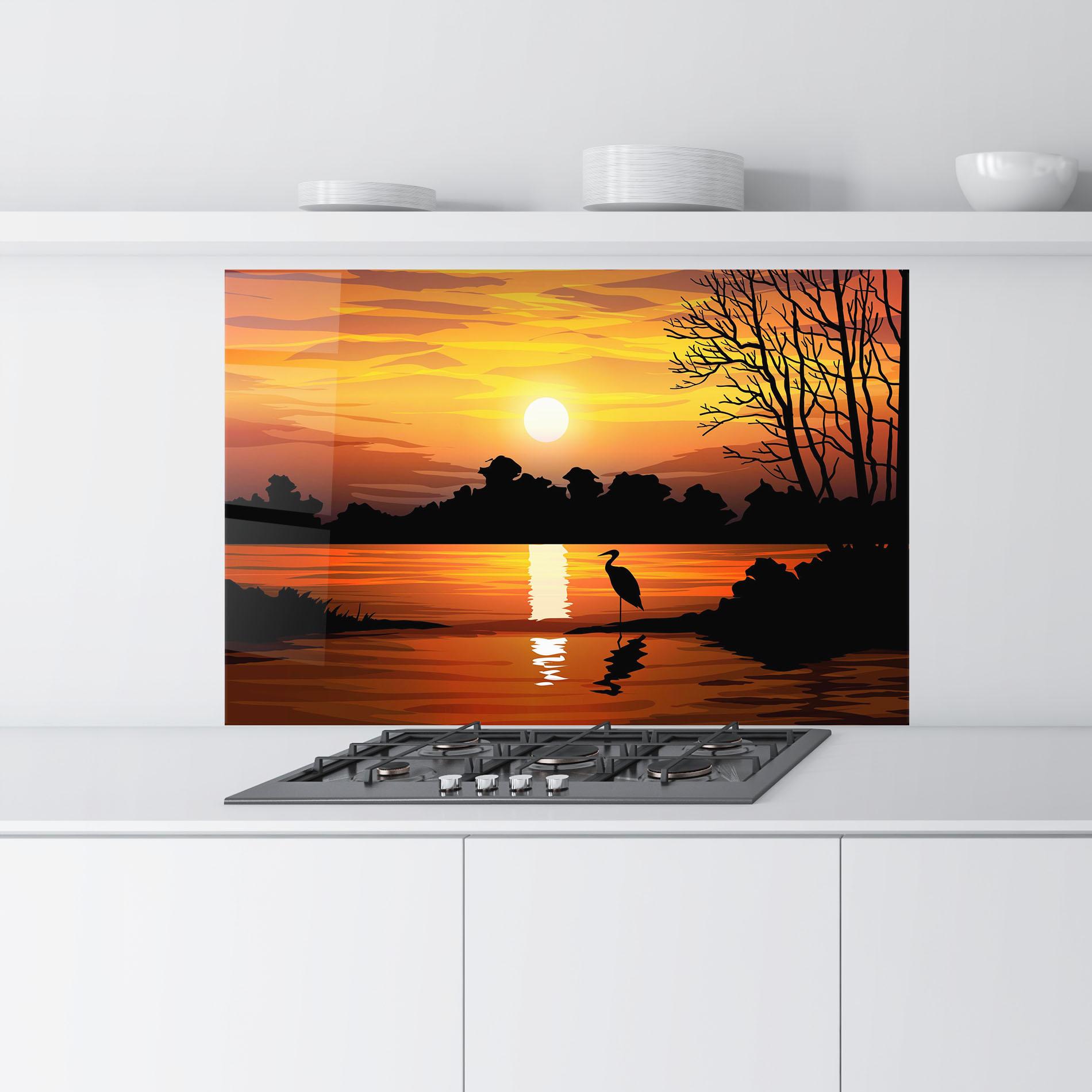 Küchenrückwand Glas Sunset Land mockup 9