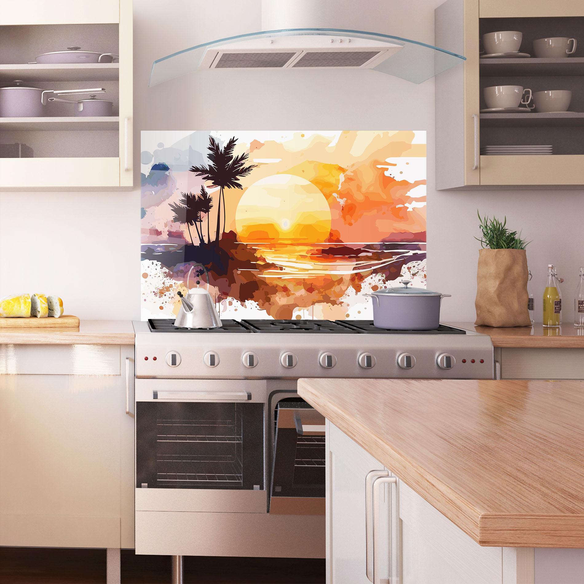 Küchenrückwand Glas Beautiful Sunrise mockup 1
