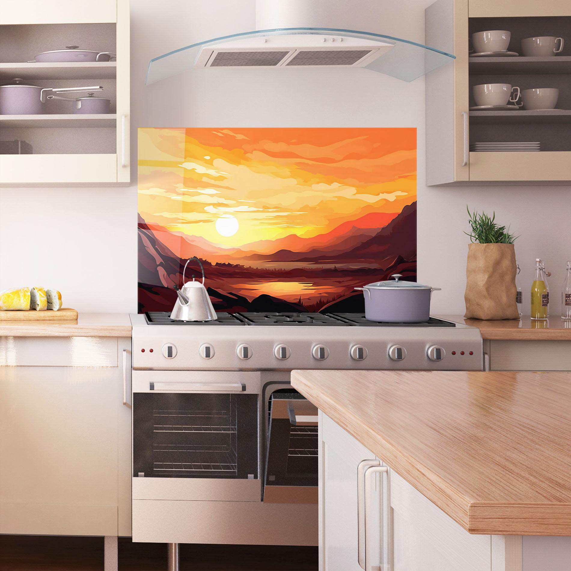 Küchenrückwand Glas Beautiful Sunset Illustration mockup 1
