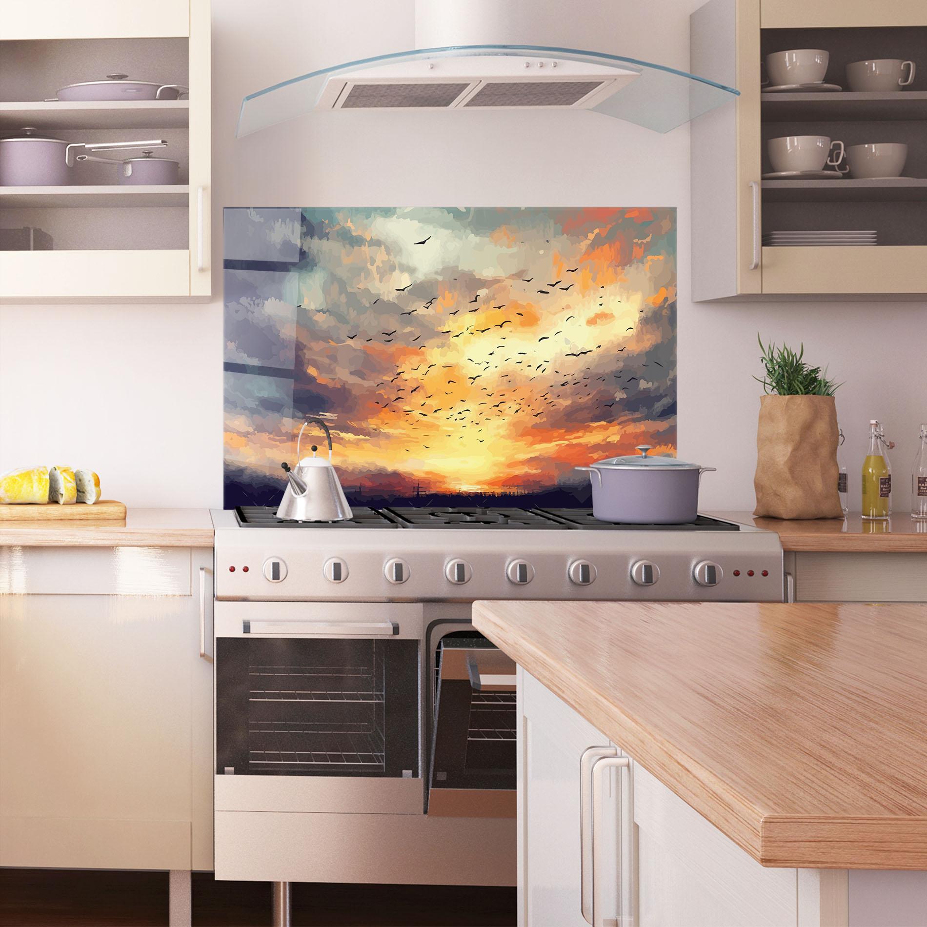 Küchenrückwand Glas Majestic Sunset mockup 1