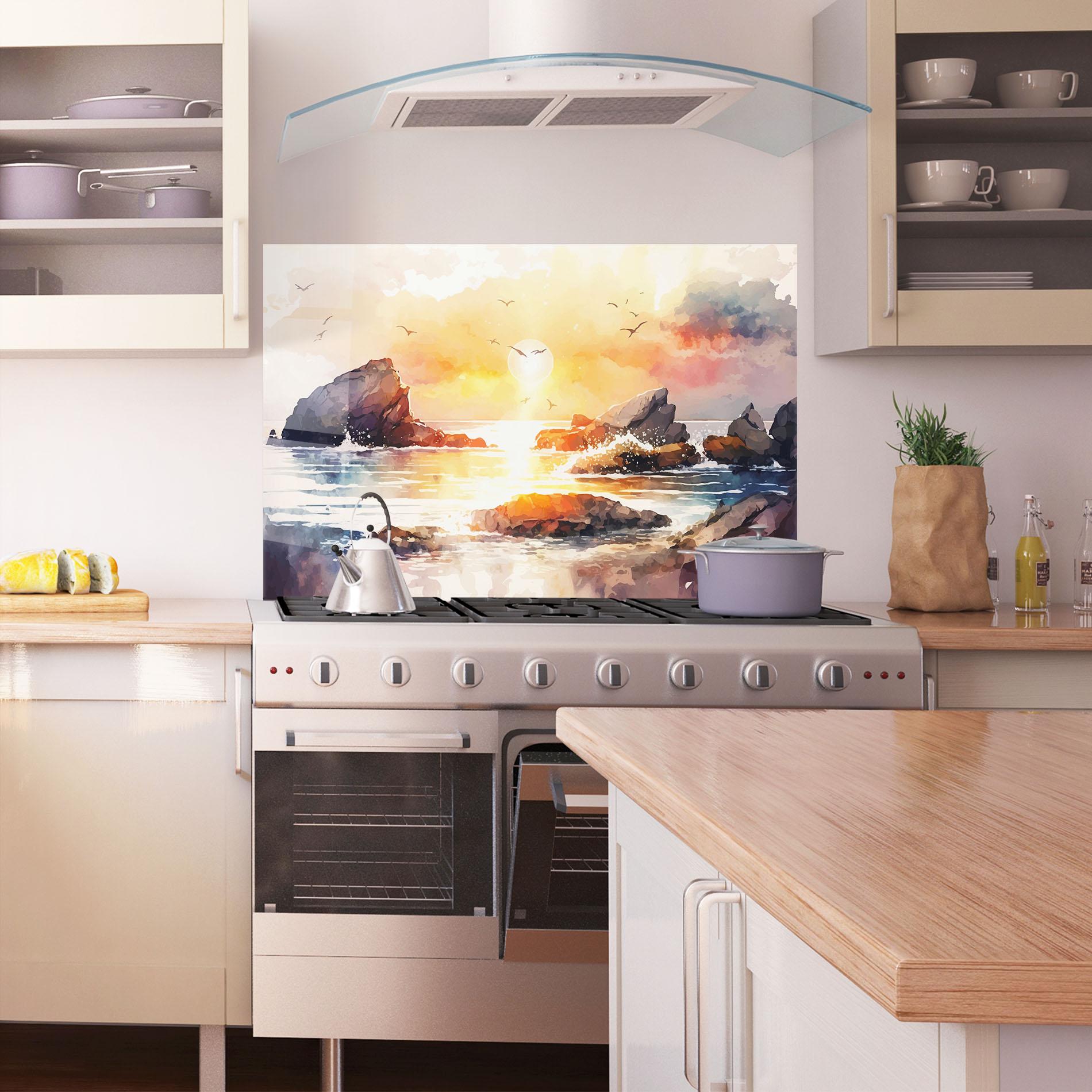 Küchenrückwand Glas Pretty Pastel Sunset mockup 1