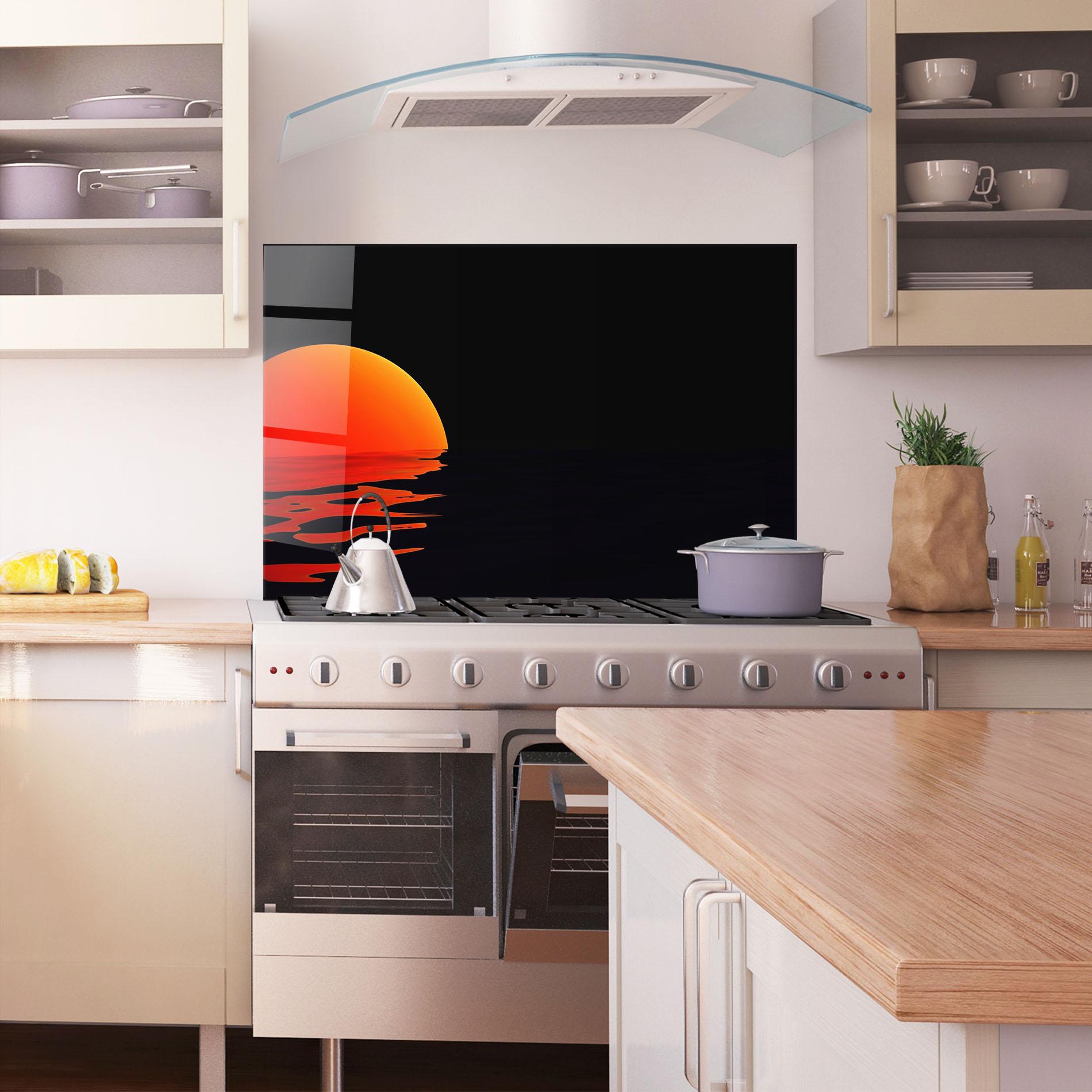 Küchenrückwand Glas Red Evening Sunset mockup 1