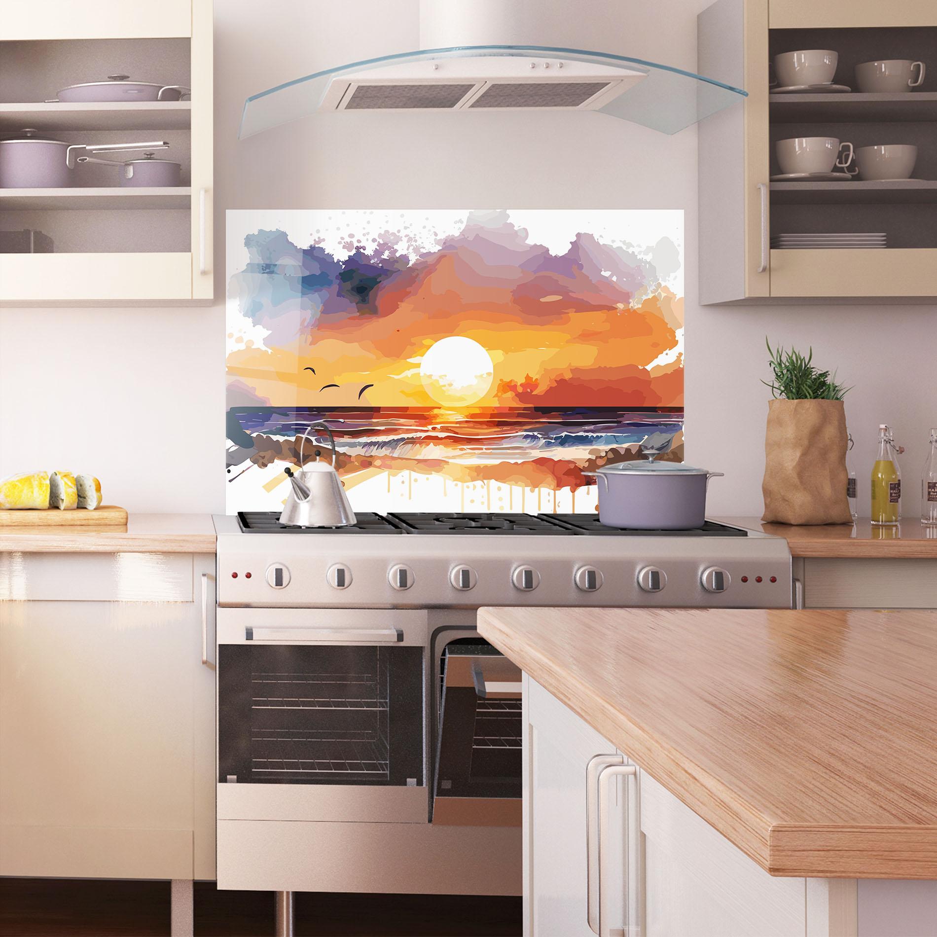 Küchenrückwand Glas Sunset Art mockup 1