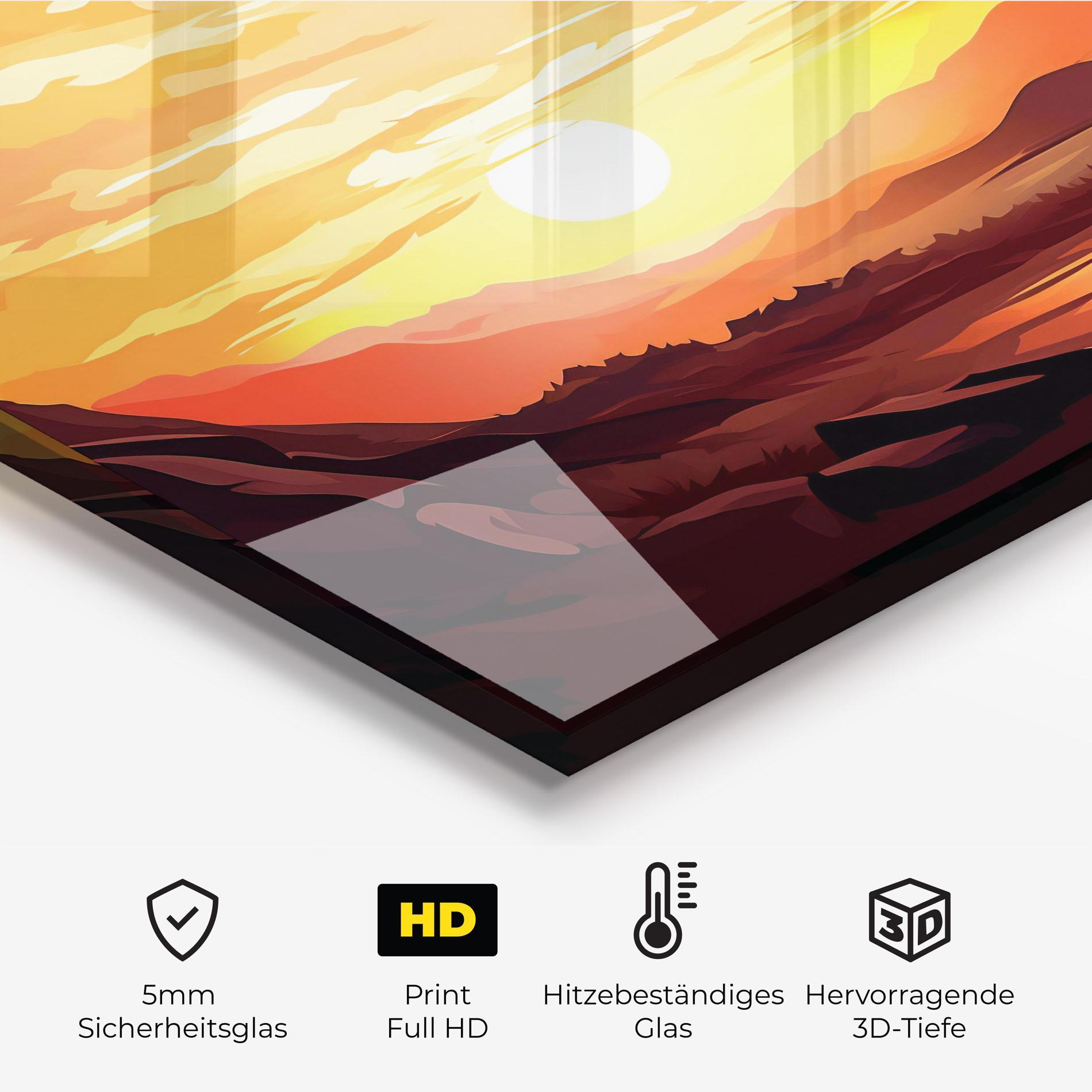 Küchenrückwand Glas Beautiful Sunset Illustration mockup 2