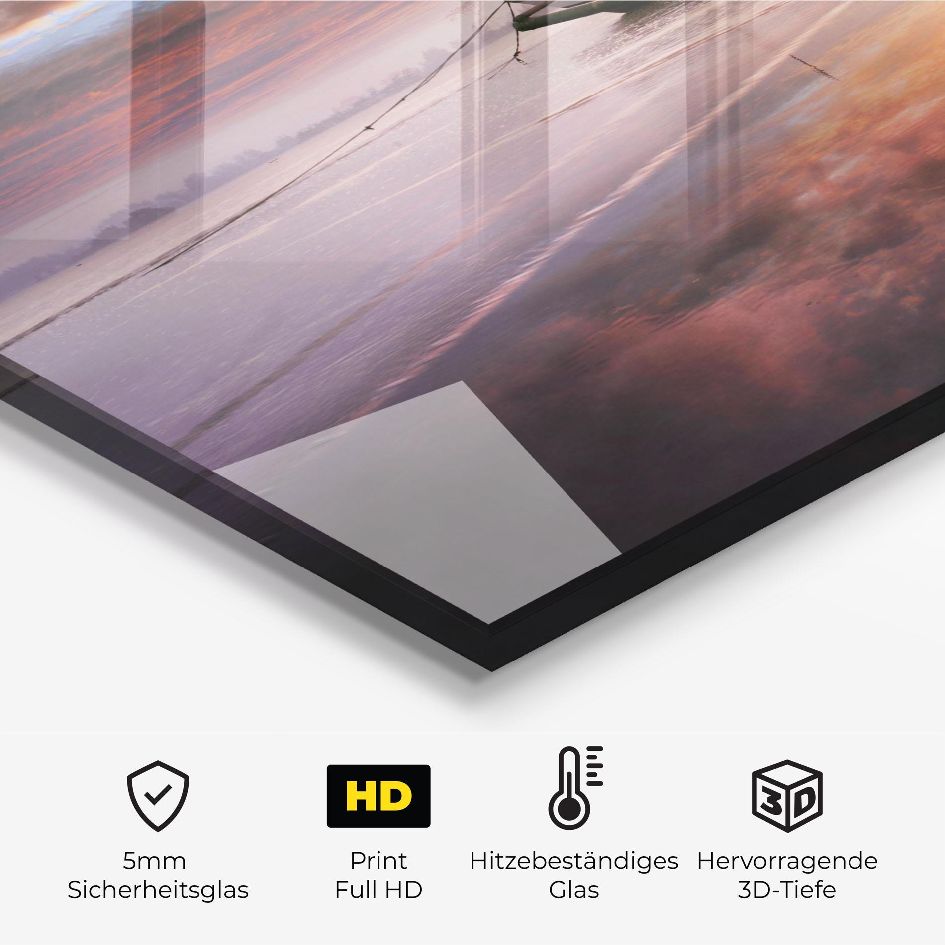Küchenrückwand Glas Beauty Boat Sunrise mockup 2