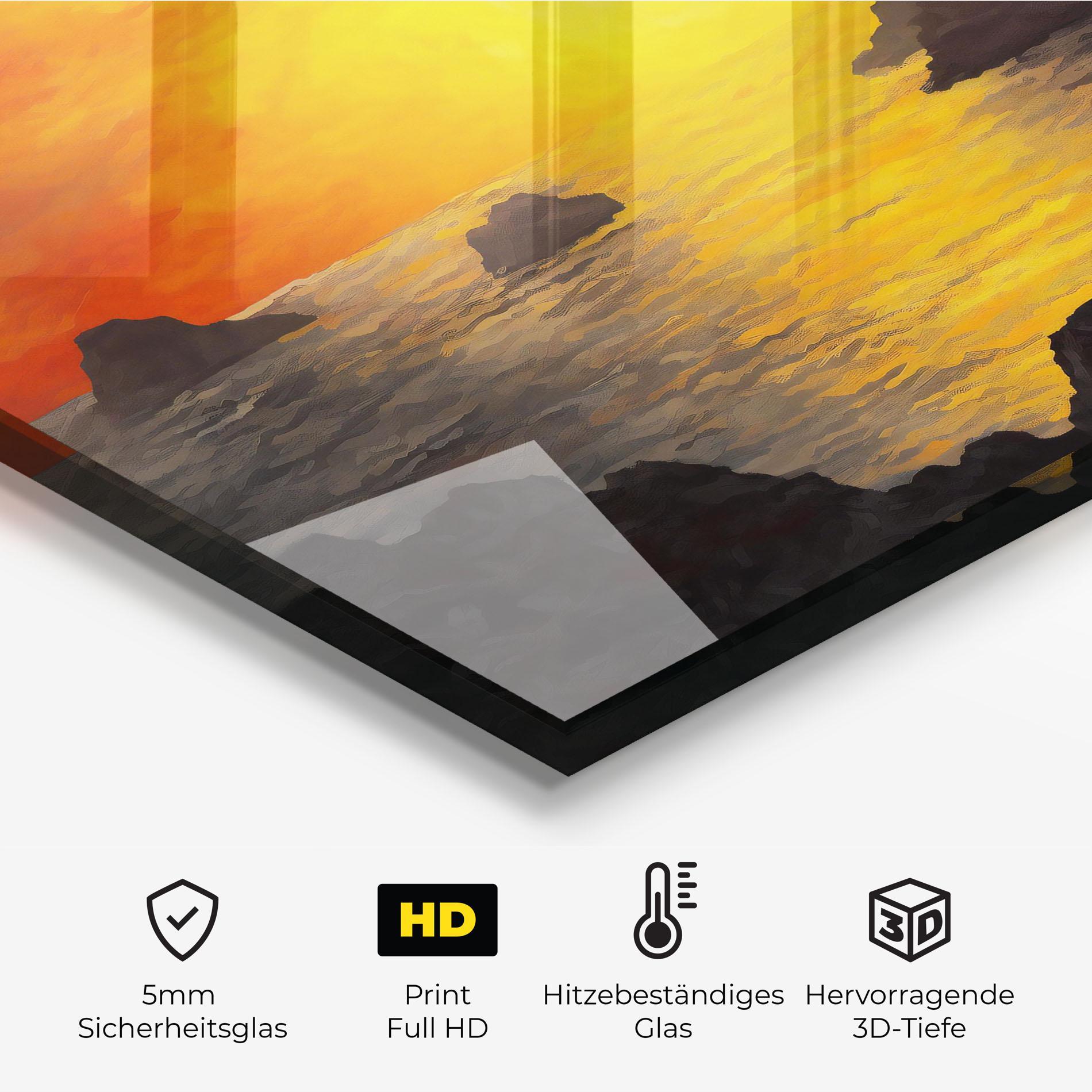 Küchenrückwand Glas Mountains Rocks Painting mockup 2