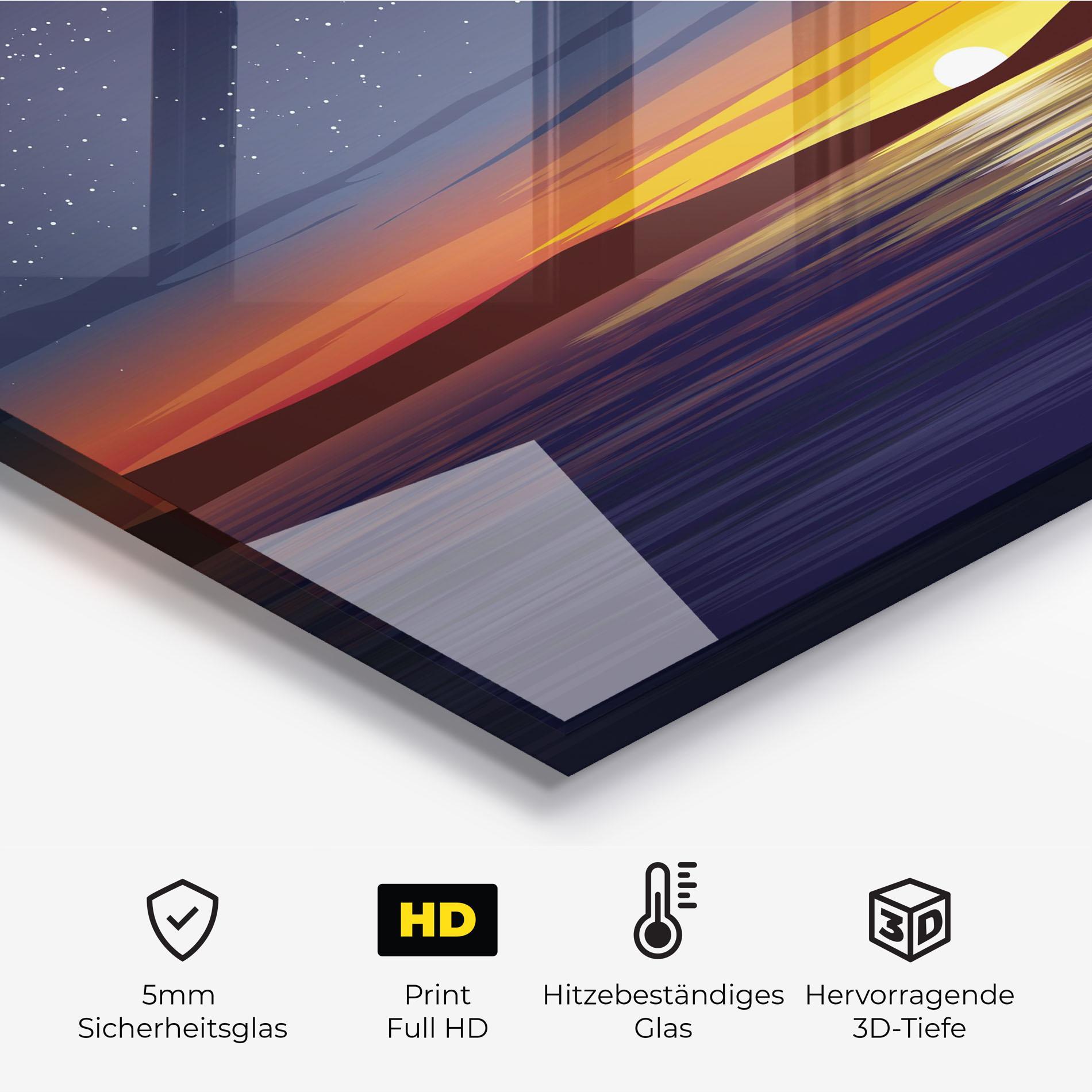 Küchenrückwand Glas Ocean Moon Sunset mockup 2