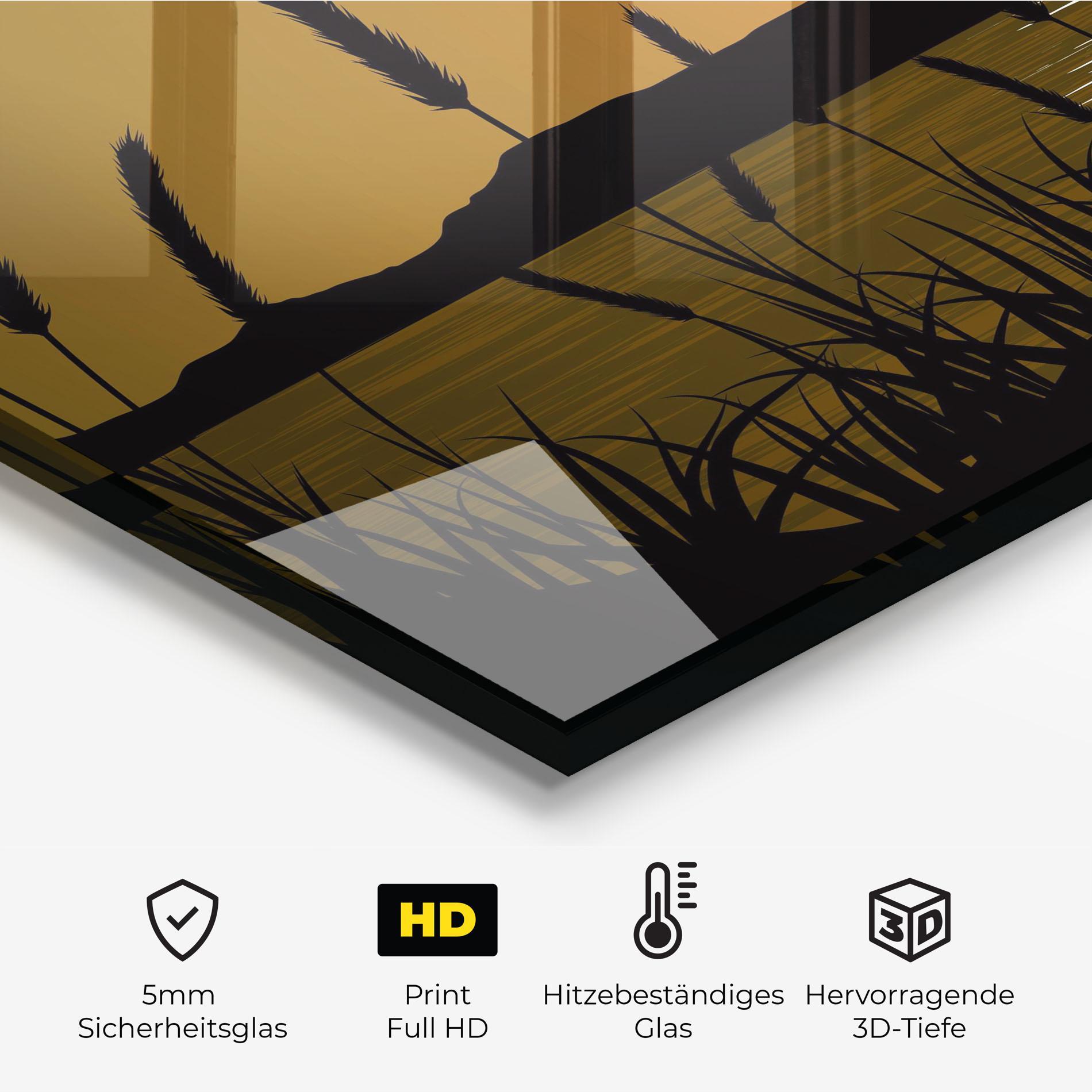 Küchenrückwand Glas Orange Brown Sunset mockup 2