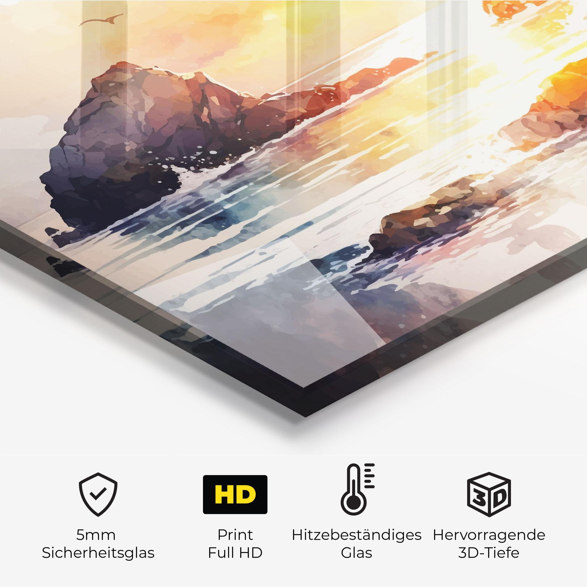 Küchenrückwand Glas Pretty Pastel Sunset mockup 2