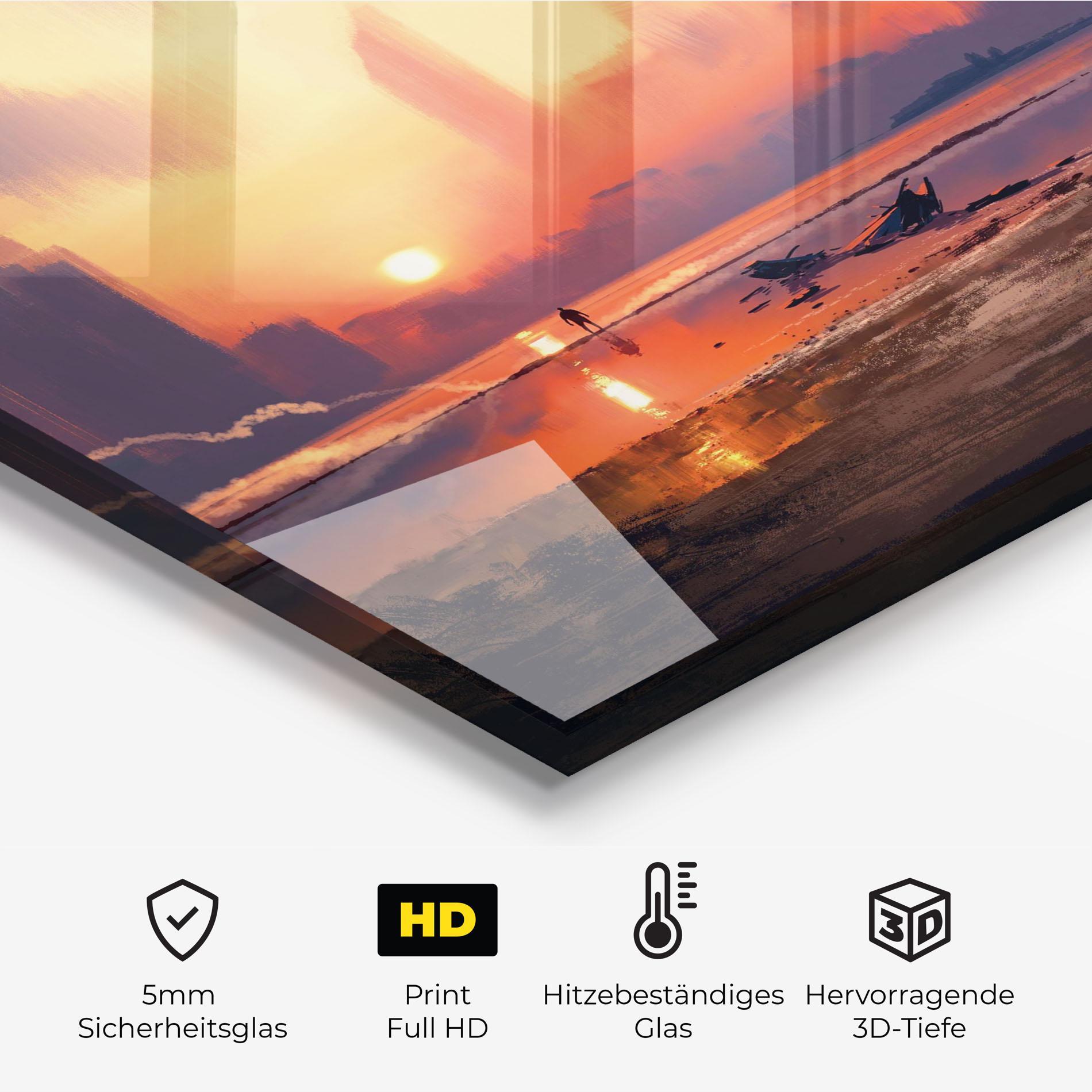 Küchenrückwand Glas Skyscrapers Sunset mockup 2