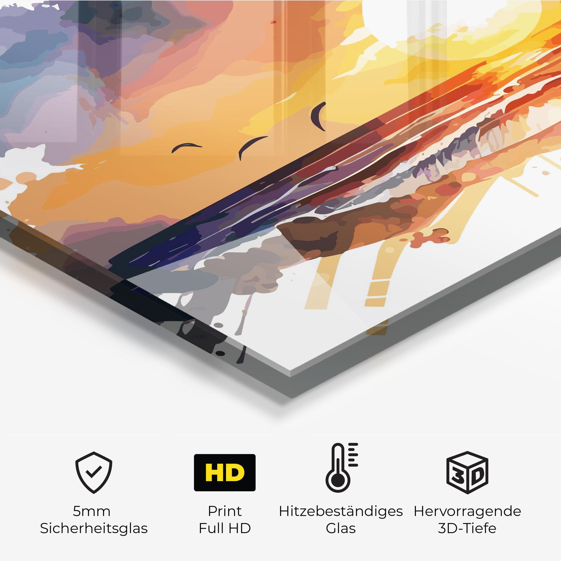 Küchenrückwand Glas Sunset Art mockup 2