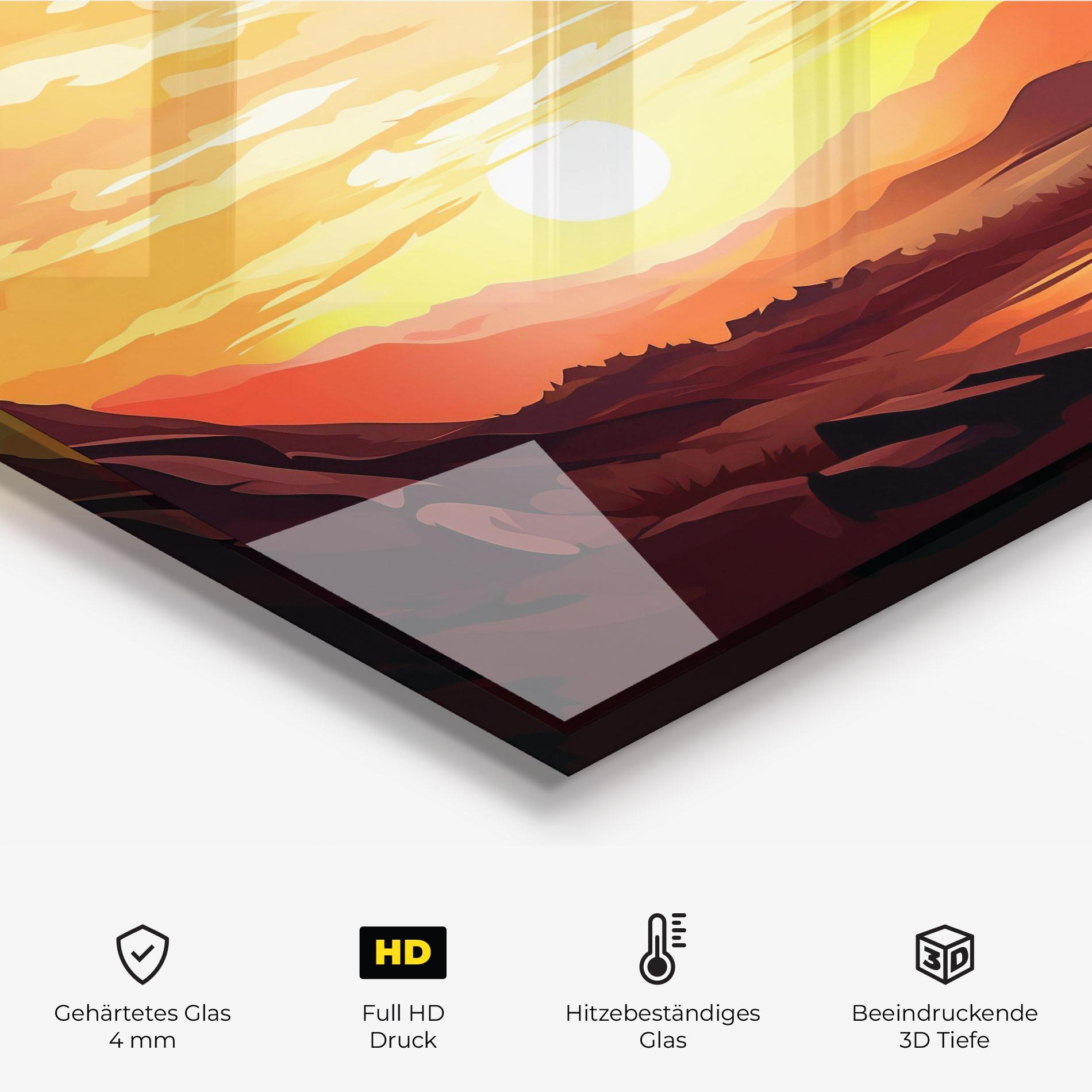 Küchenrückwand Glas Beautiful Sunset Illustration mockup 2