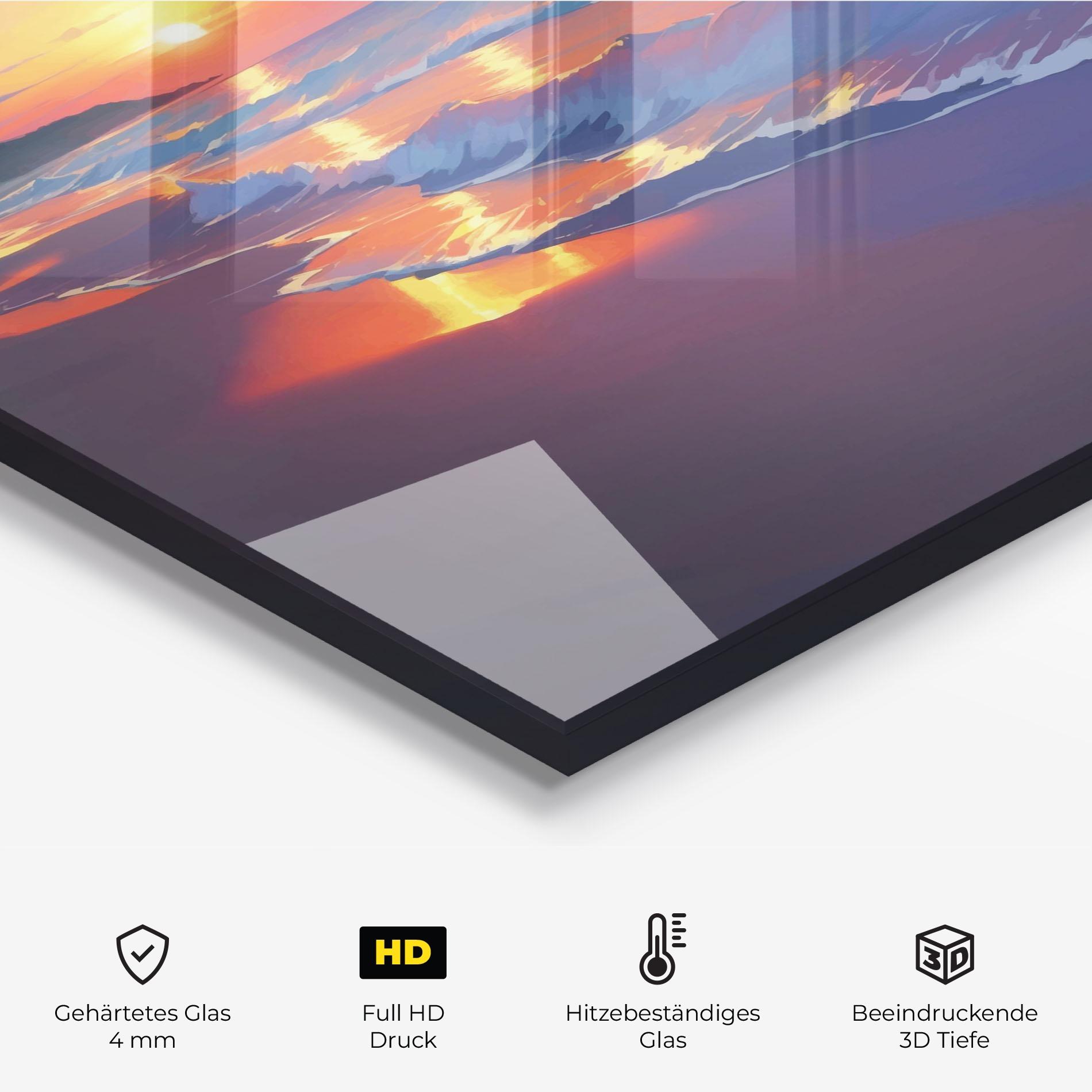 Küchenrückwand Glas Dreamy Beach Sunset mockup 2