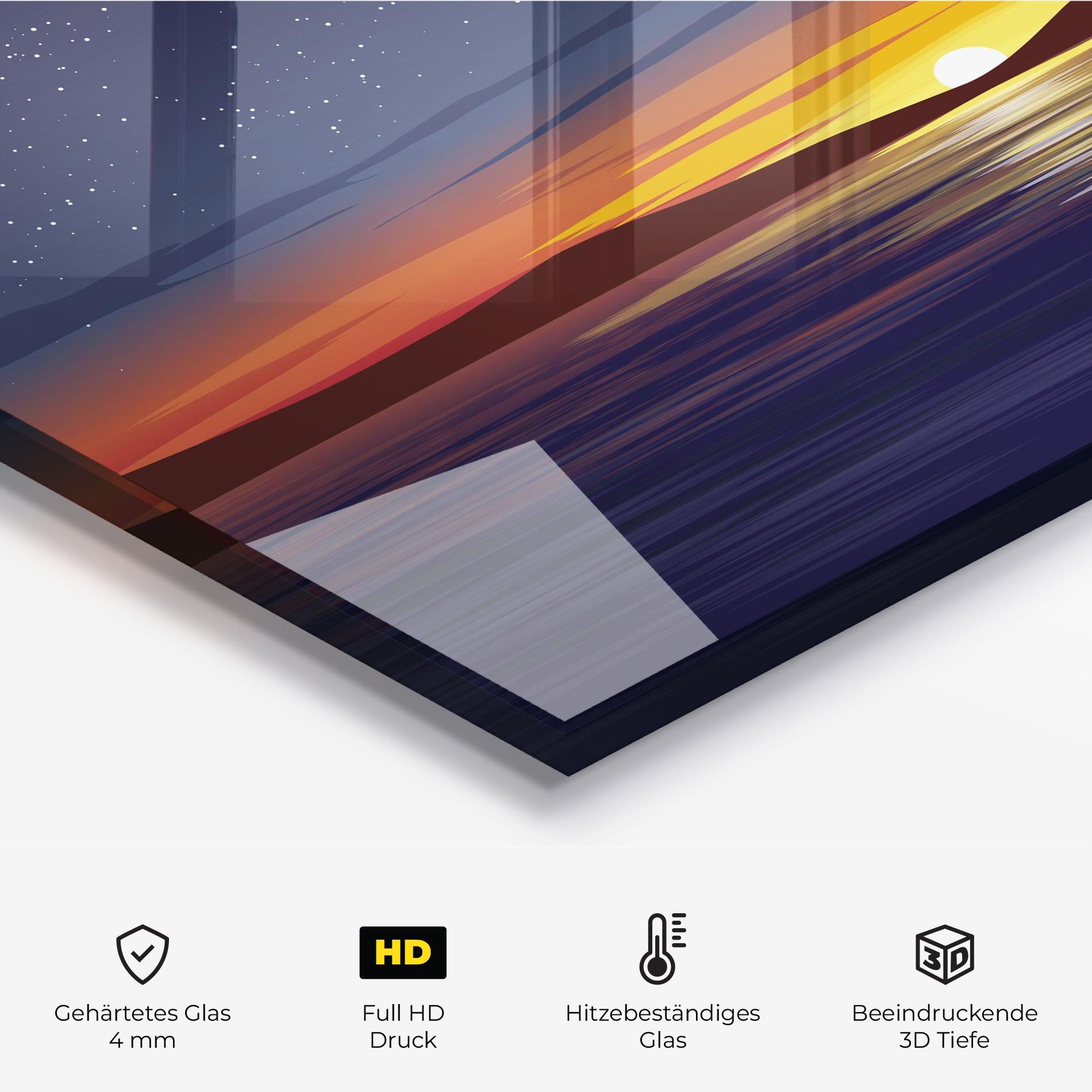 Küchenrückwand Glas Ocean Moon Sunset mockup 2