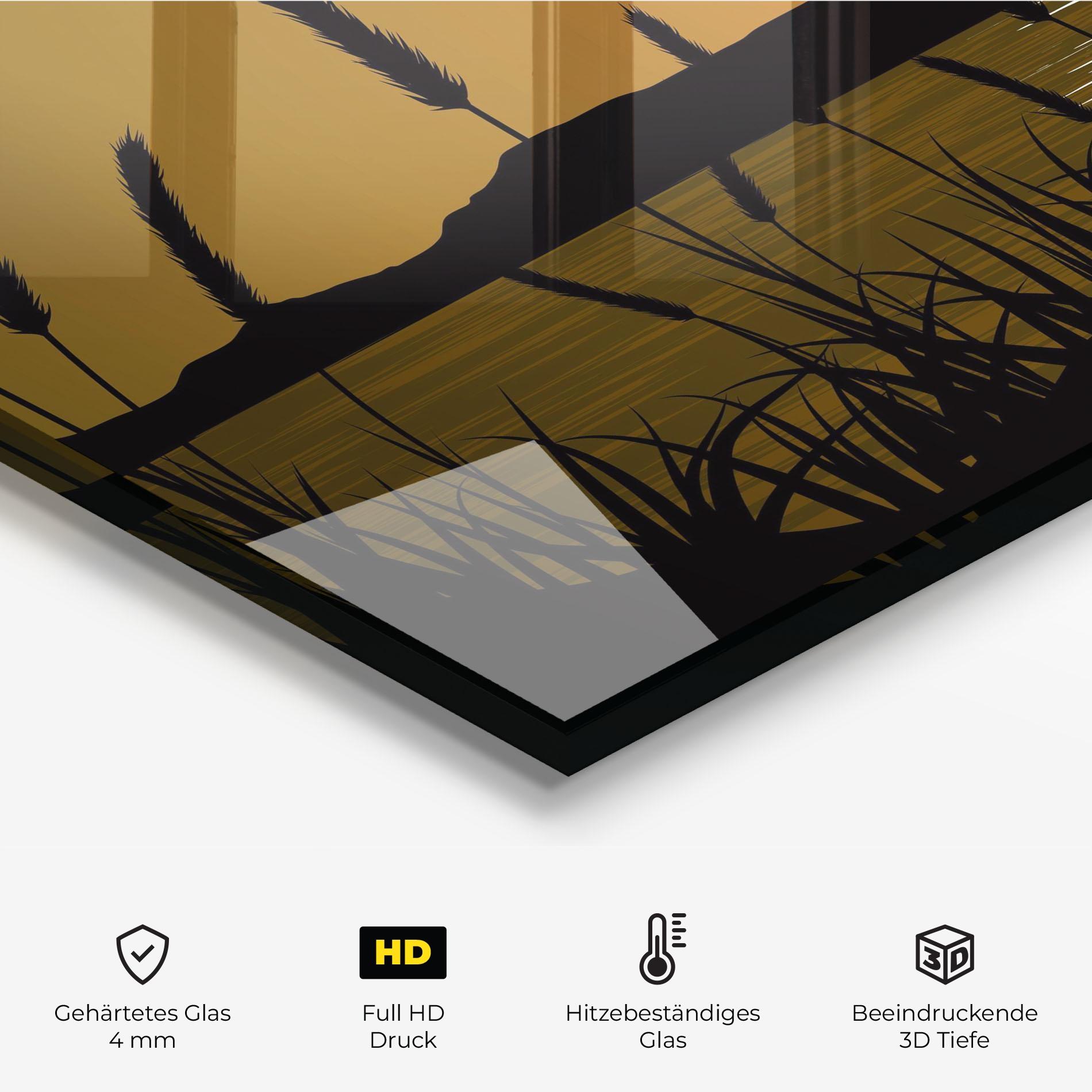 Küchenrückwand Glas Orange Brown Sunset mockup 2