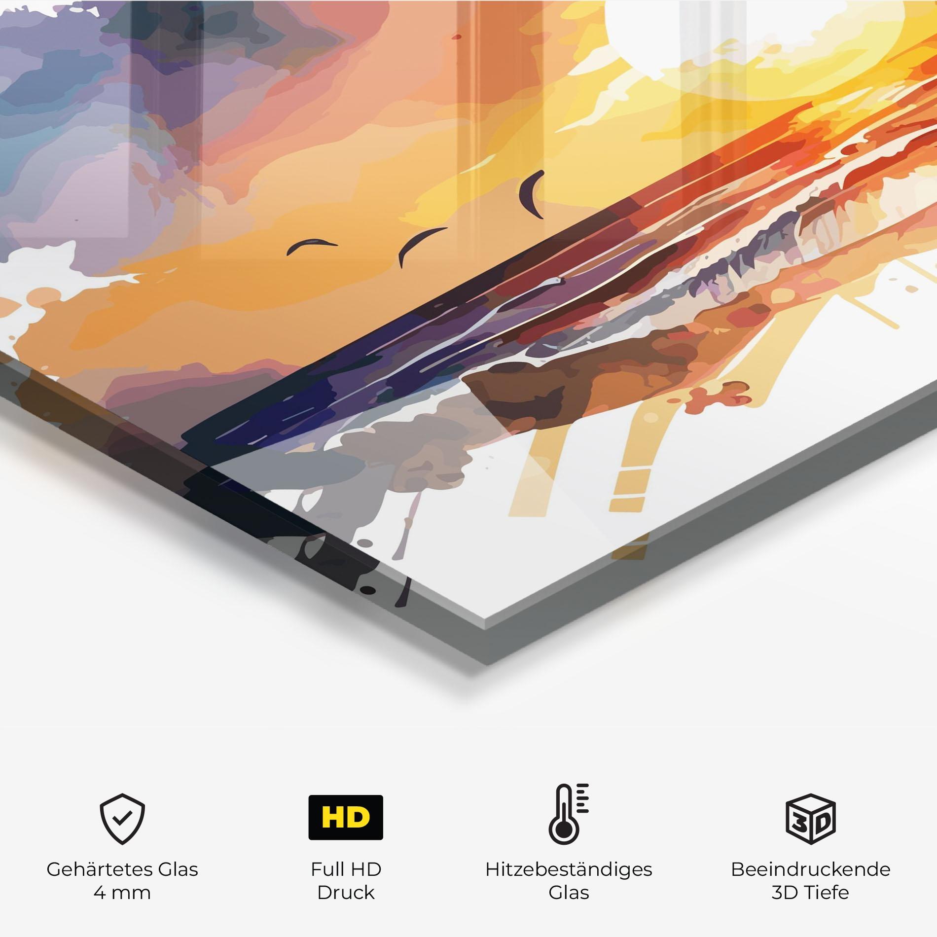 Küchenrückwand Glas Sunset Art mockup 2