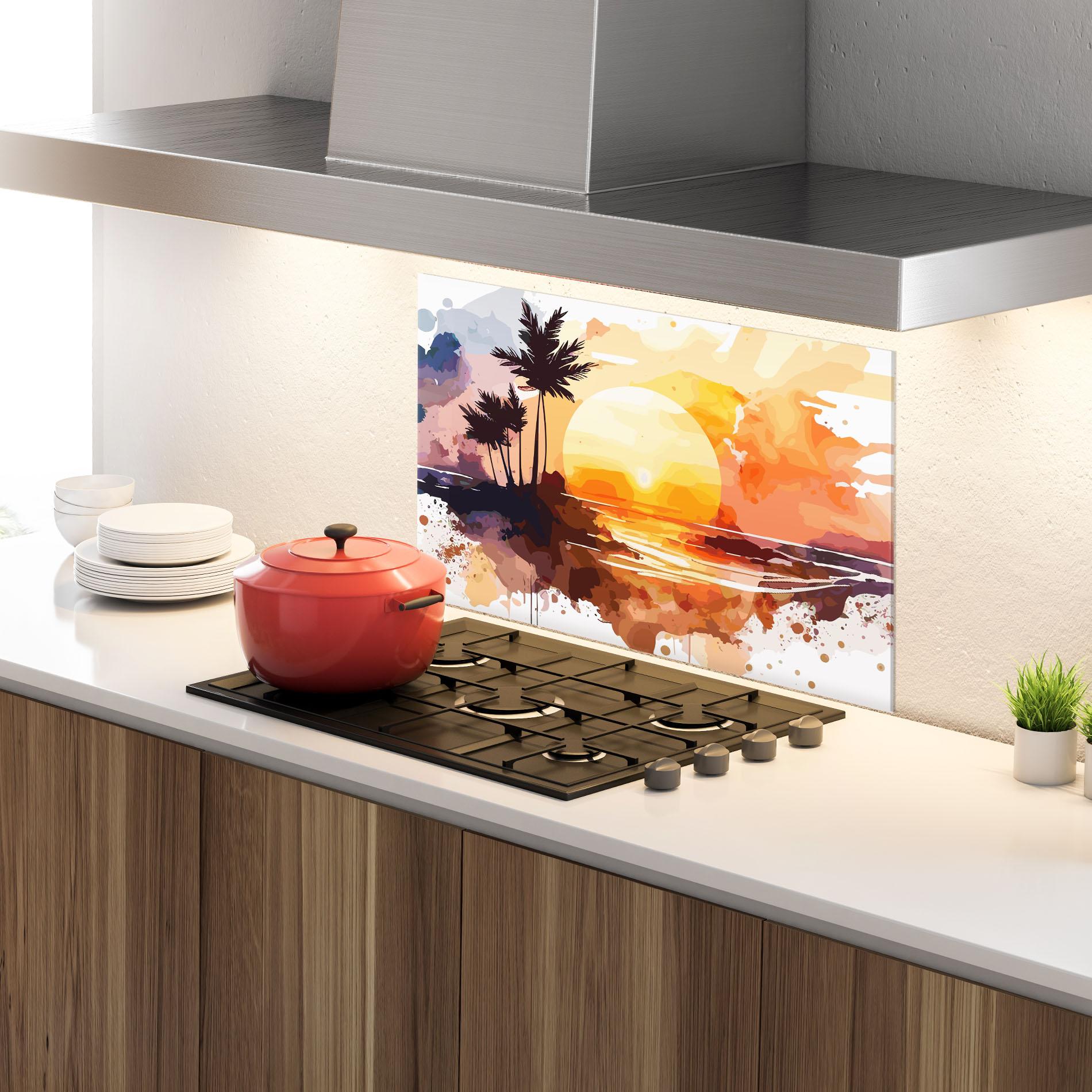 Küchenrückwand Glas Beautiful Sunrise mockup 4