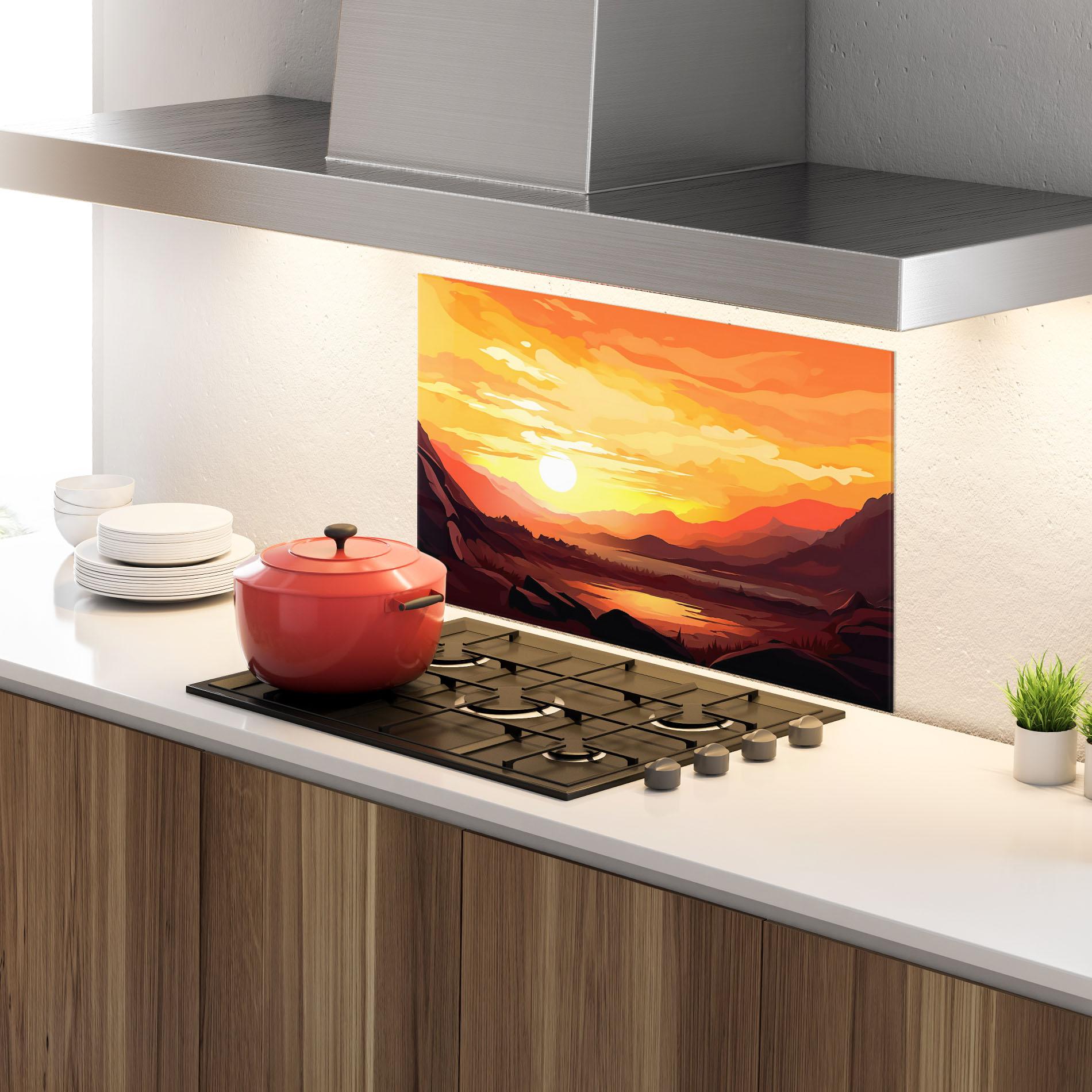 Küchenrückwand Glas Beautiful Sunset Illustration mockup 4