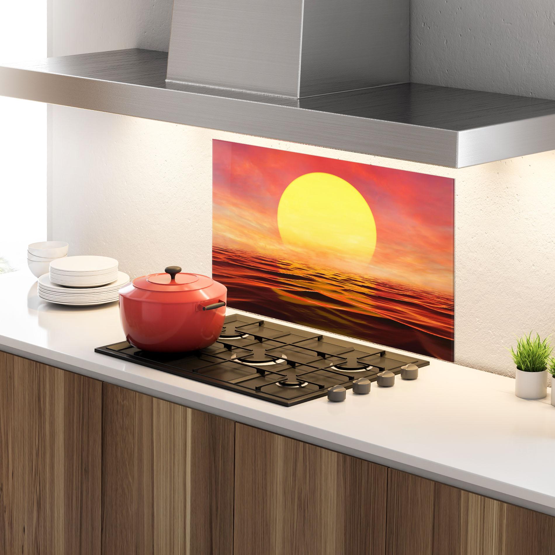 Küchenrückwand Glas Clouds Reflection Sky mockup 4