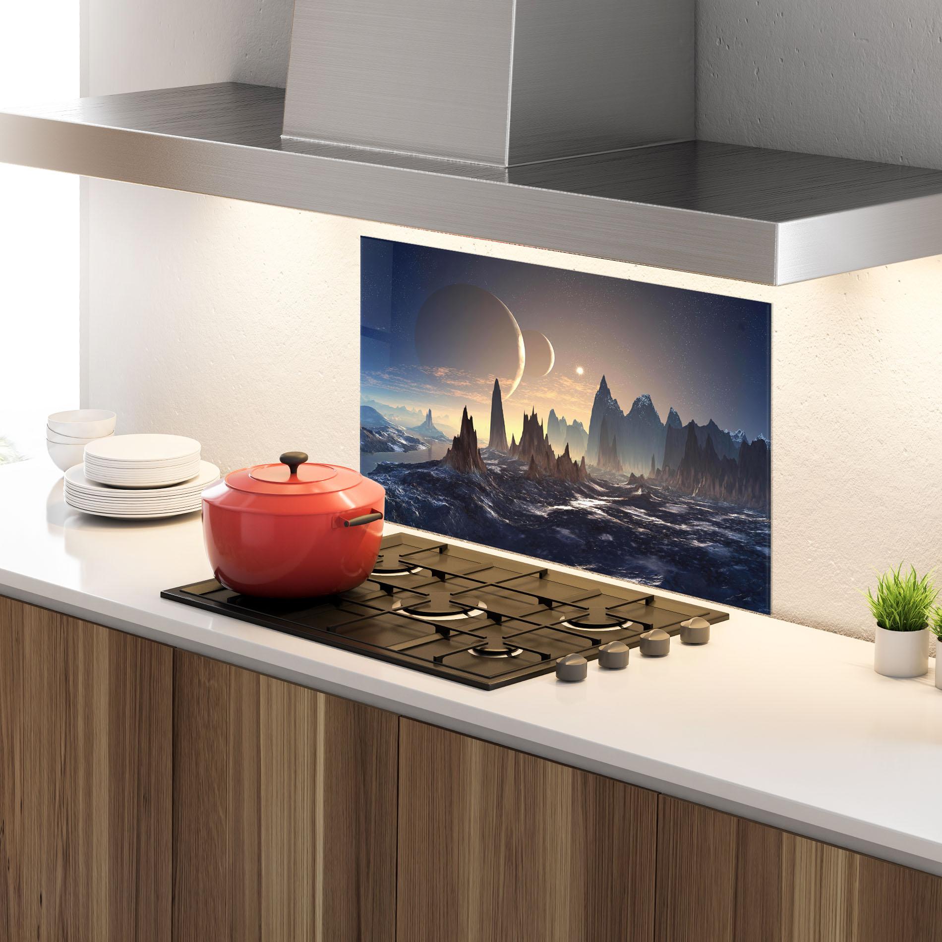 Küchenrückwand Glas Fantasy Landscape mockup 4